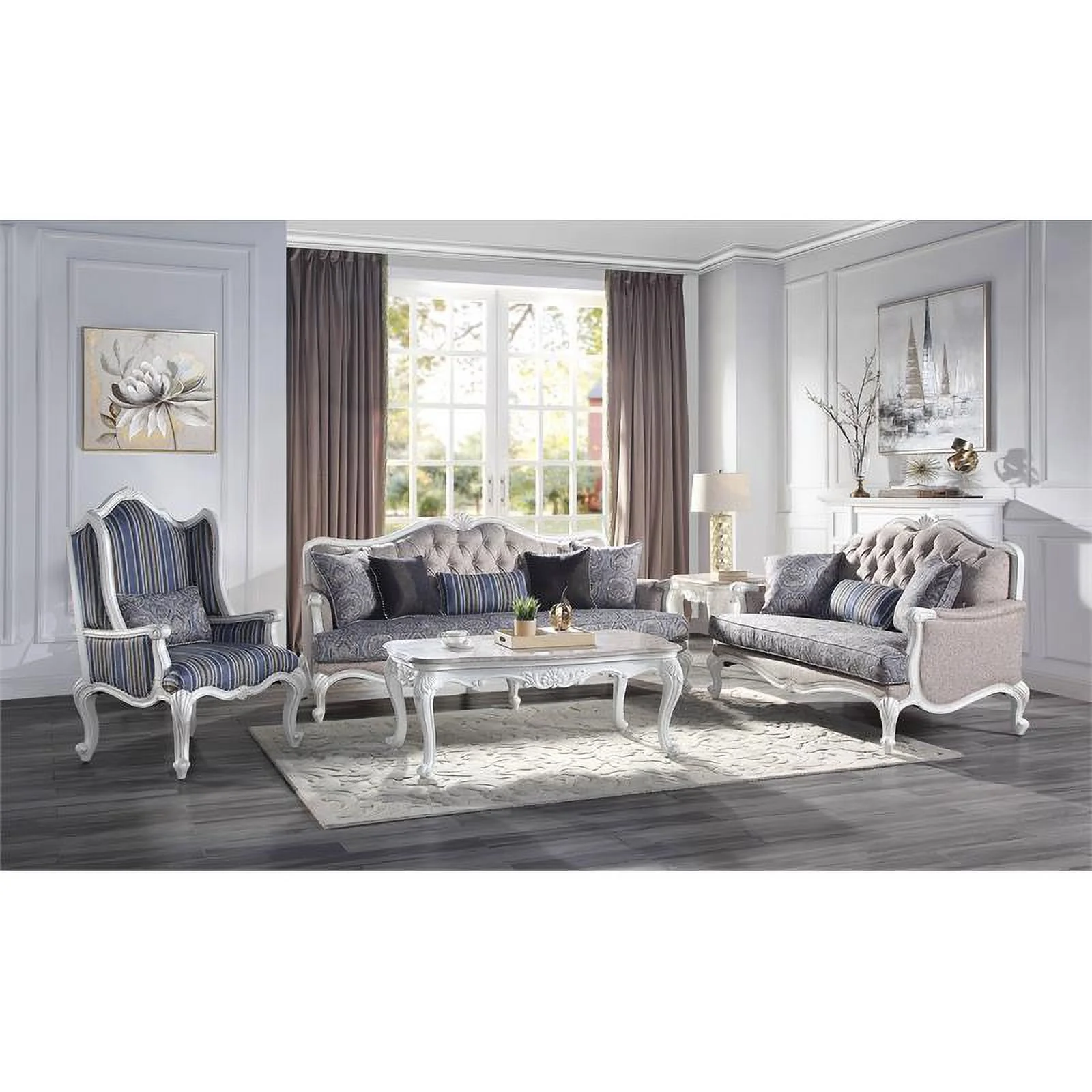 Home Square 2-Piece Set with Fabric Upholstery Chair & Full Daybed Trundle