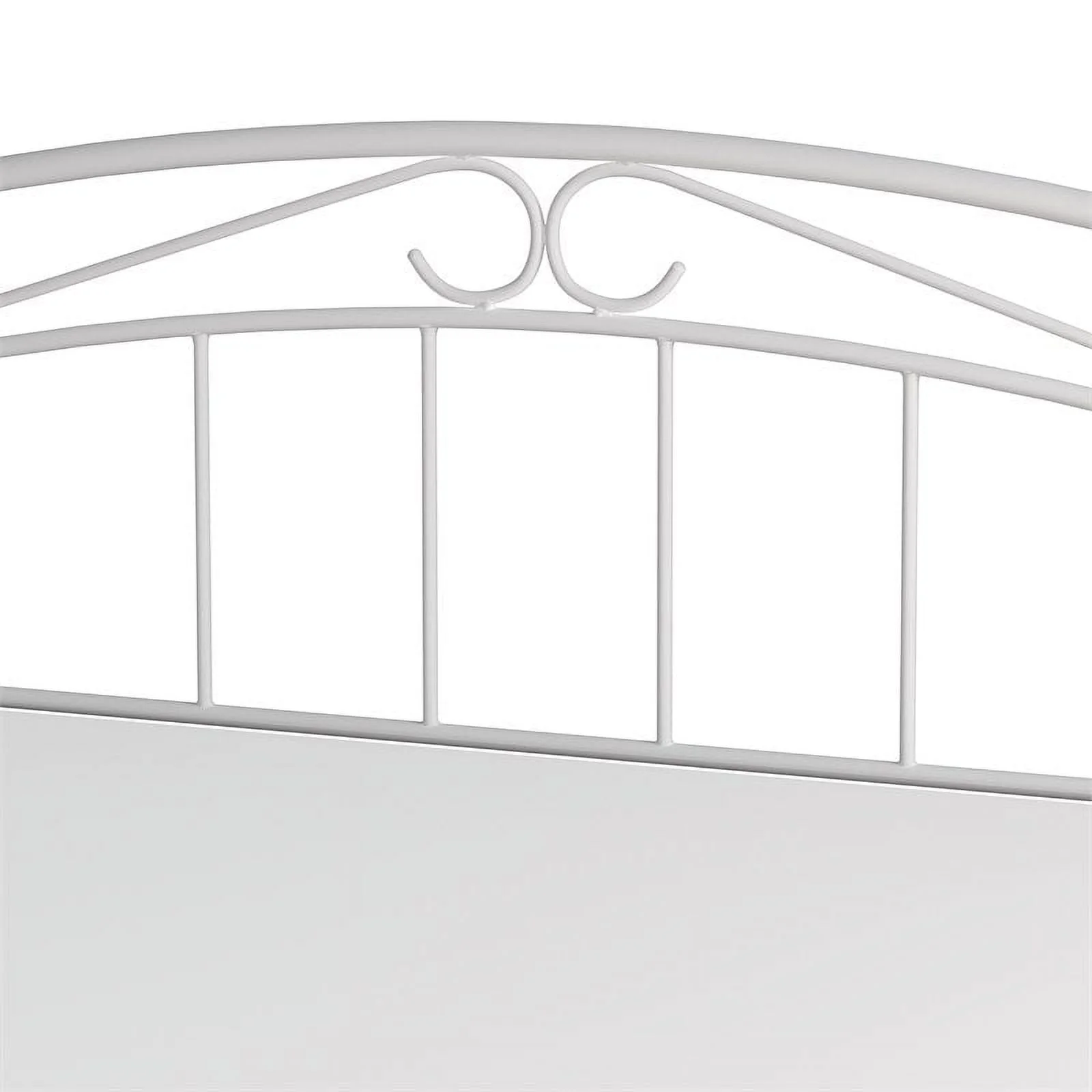 Hillsdale Furniture Jolie Arched Scroll Metal King Headboard in Textured White with Black Metal Bed Frame