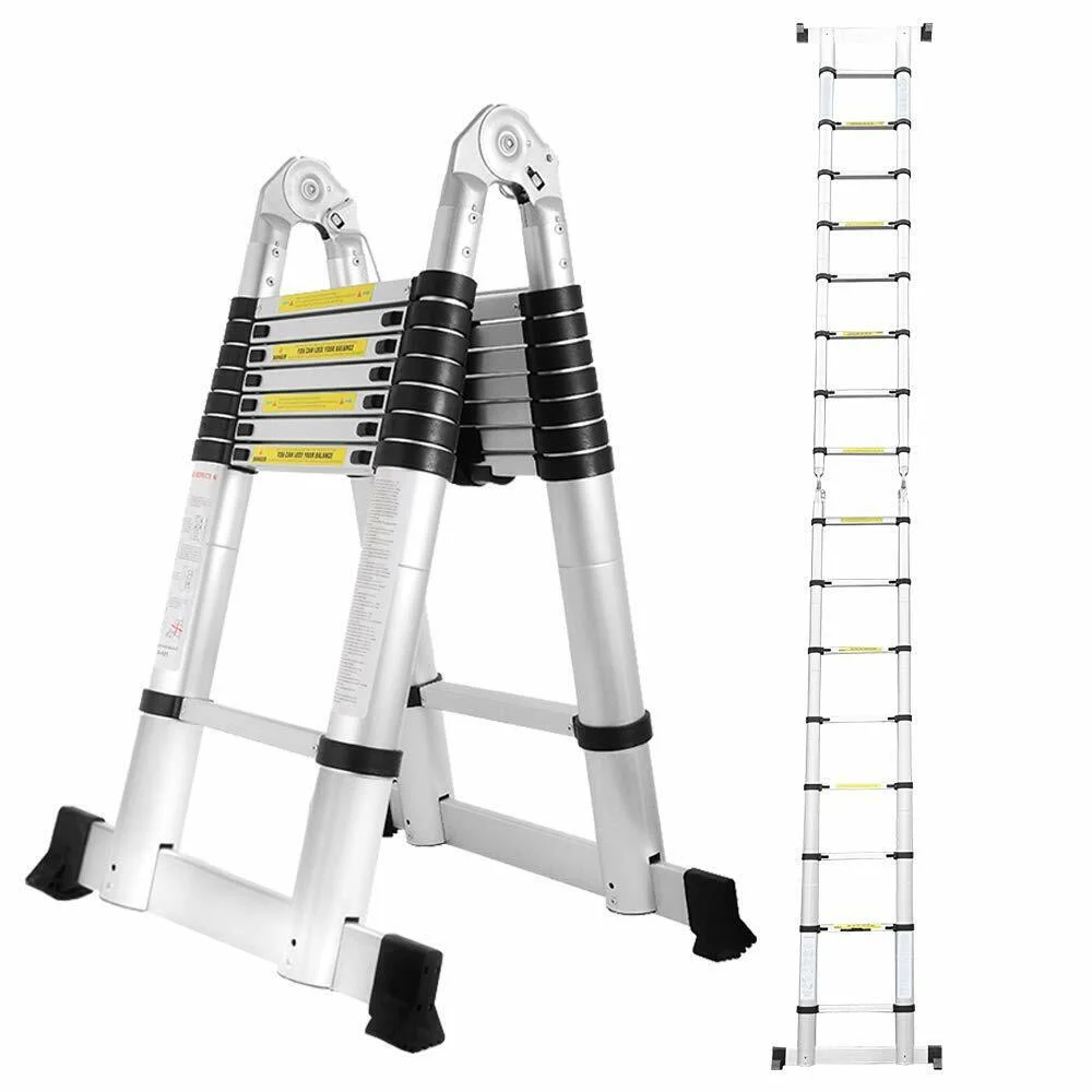 Dayplus Heavy Duty 5M Multi Purpose Folding Telescopic Ladder Aluminum A-Frame Extension