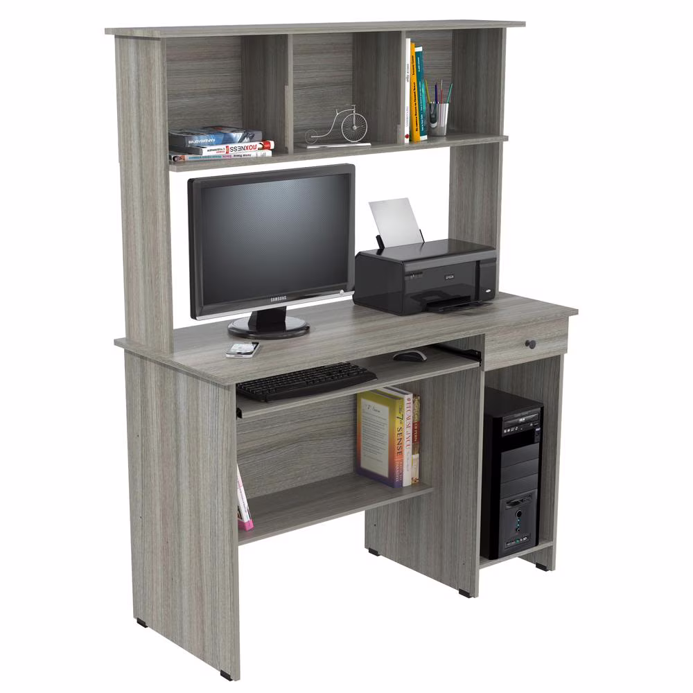 Inval Traditional Computer Desk and Hutch with Drawer, Multiple Colors