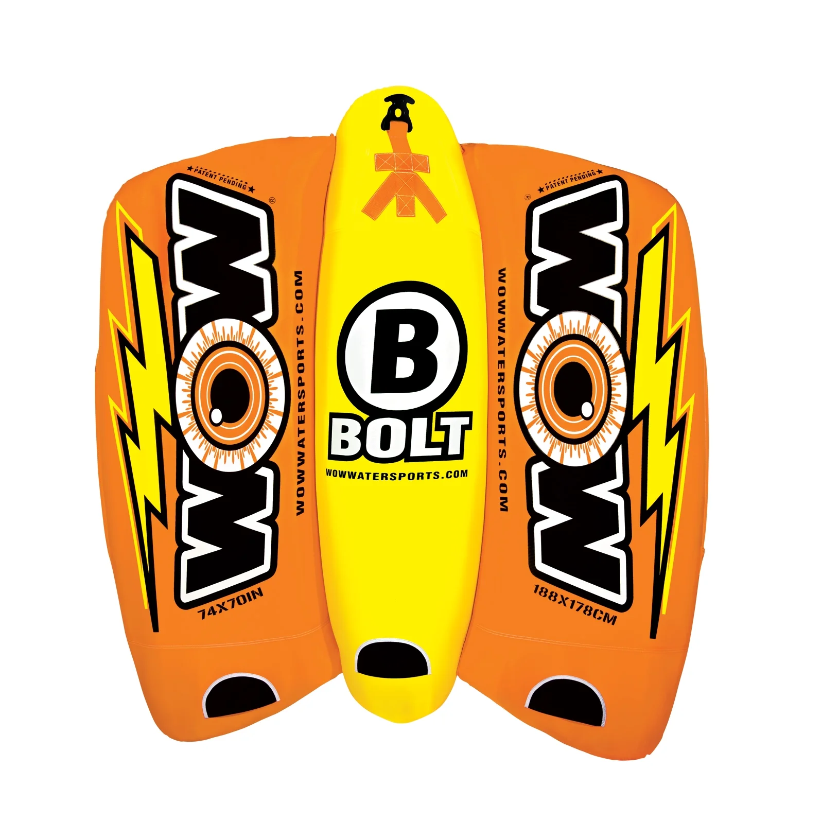 WOW Watersports 16-1040 Bolt 1-4 Person Rider Towable Boating Water Tube, Orange