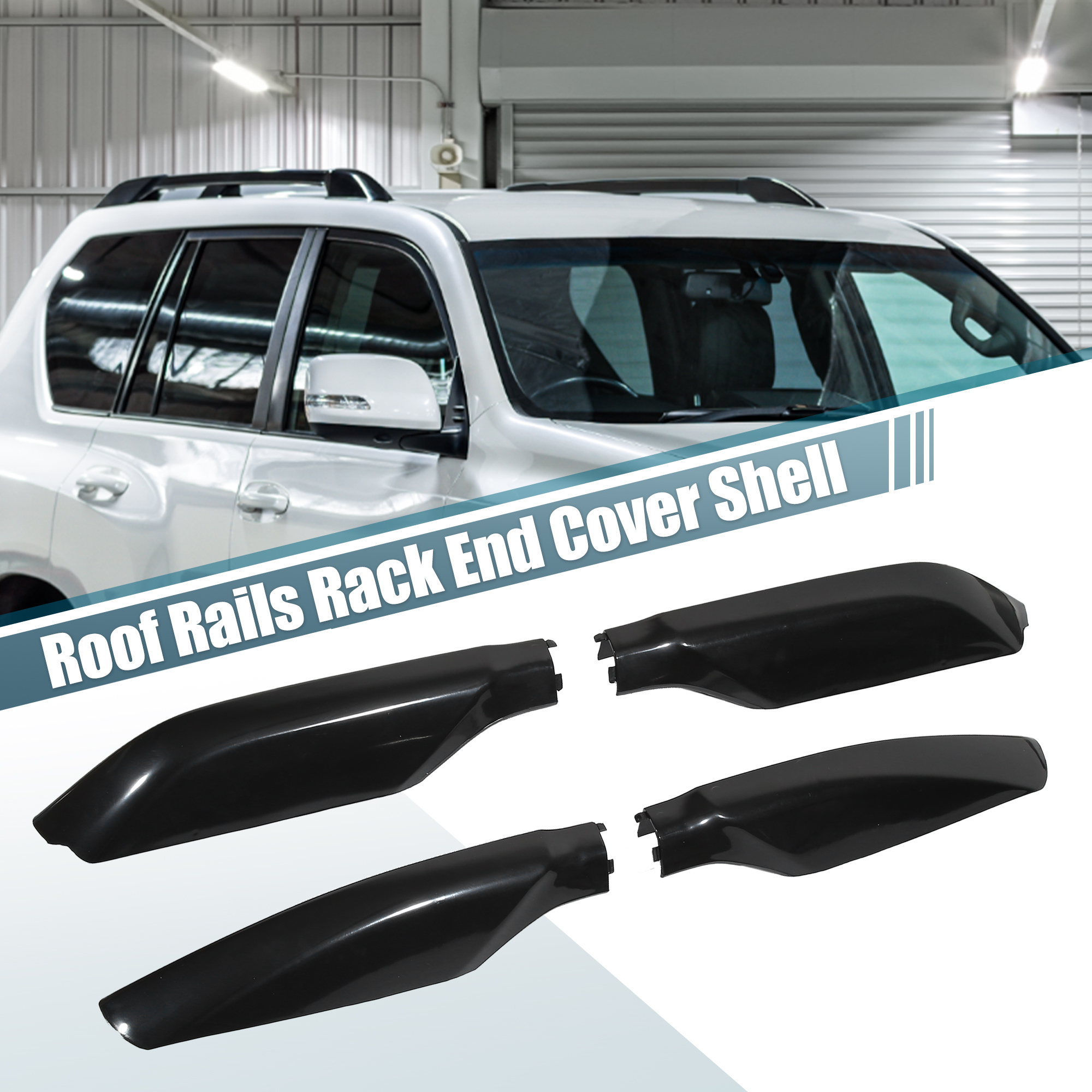 1 Set Roof Rack Bar Rail End Protection Cover Shell for Toyota Land Cruiser Prado Plastic Black