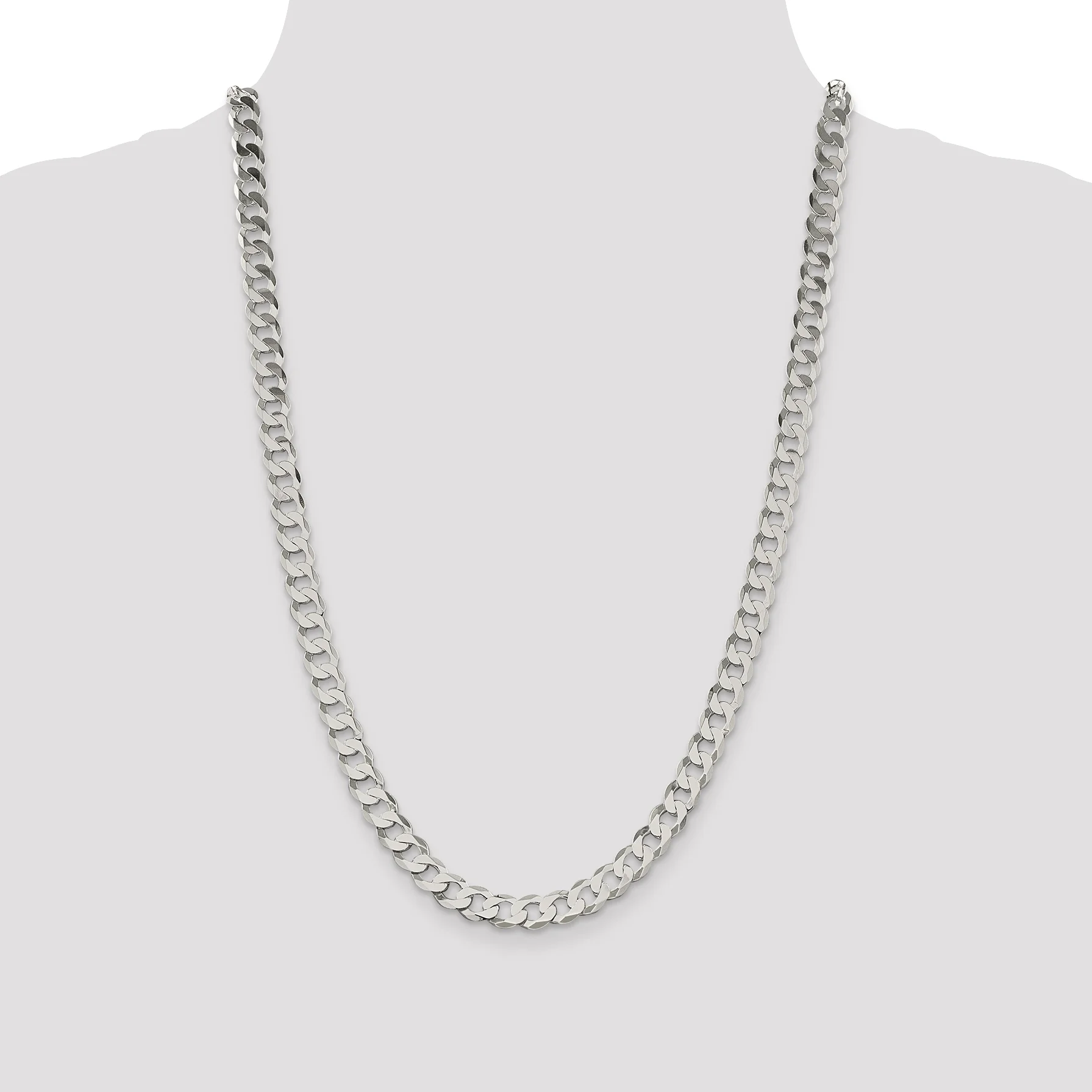 Carat in Karats Sterling Silver 8mm Flat Curb Chain Necklace 16 Inch Length