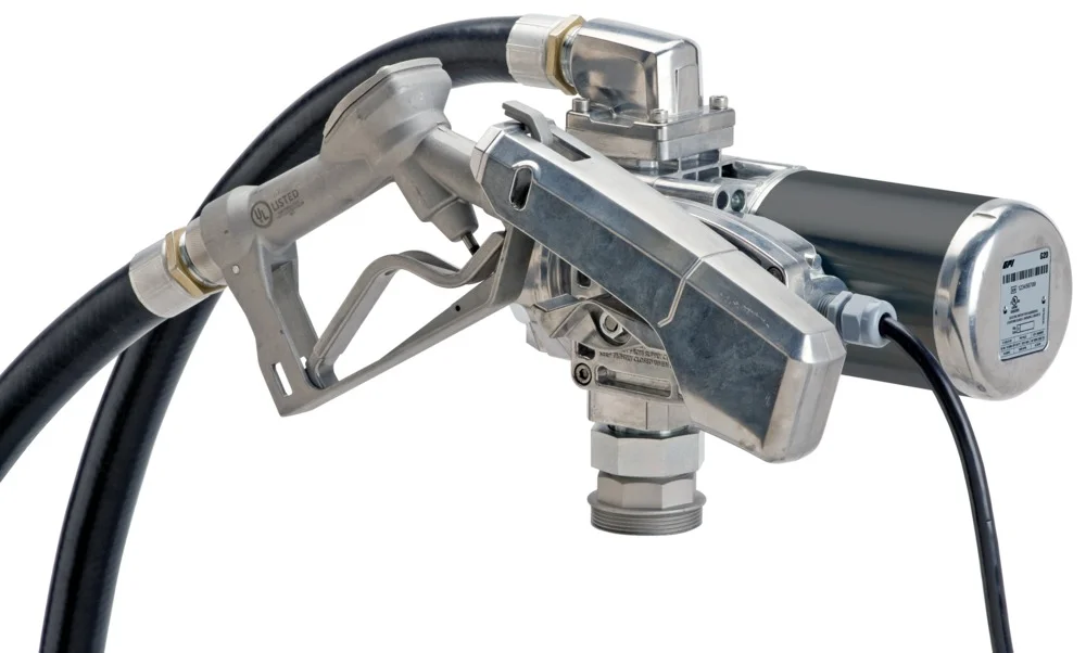 GPI - G20 12V Fuel Transfer Pump, Manual Diesel Nozzle, 20 GPM Fuel Pump, 14' Hose, Adjustable Suction Pipe (162000-02)
