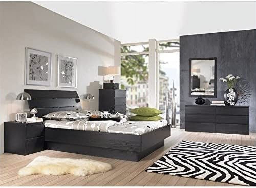 Contmeporary 6 Drawer Double Dresser In Black Woodgrain