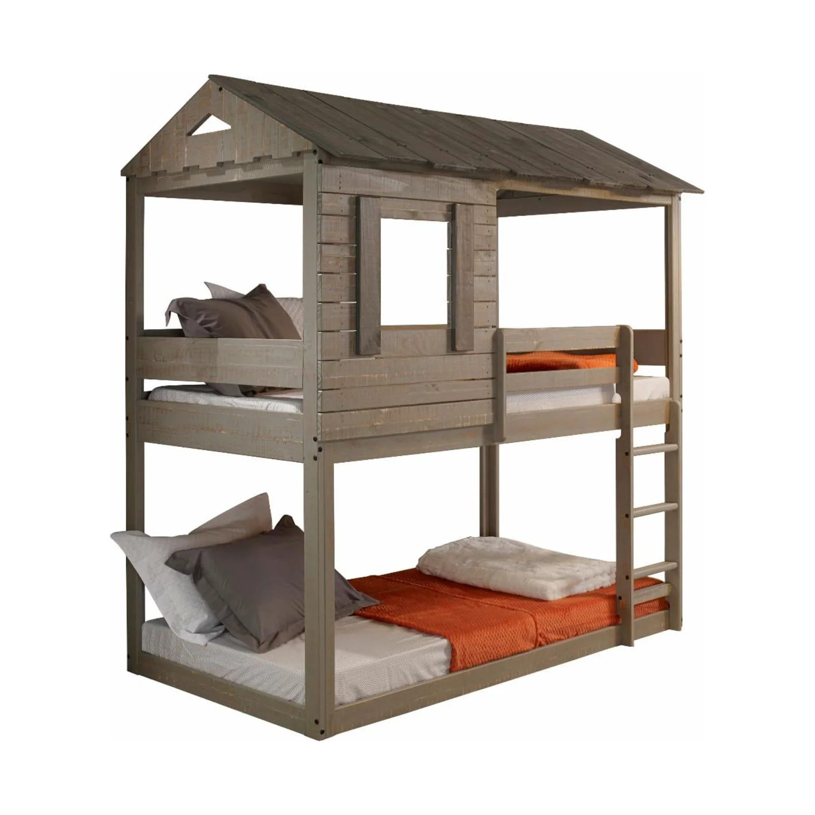 Acme Furniture Darlene Farmhouse Wood Twin over Twin Bunk Bed in Rustic White