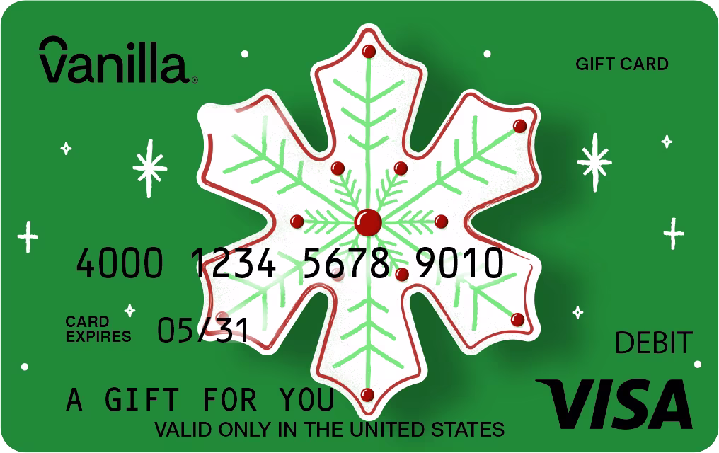 $100 Vanilla Visa Green Snowflake eGift Card