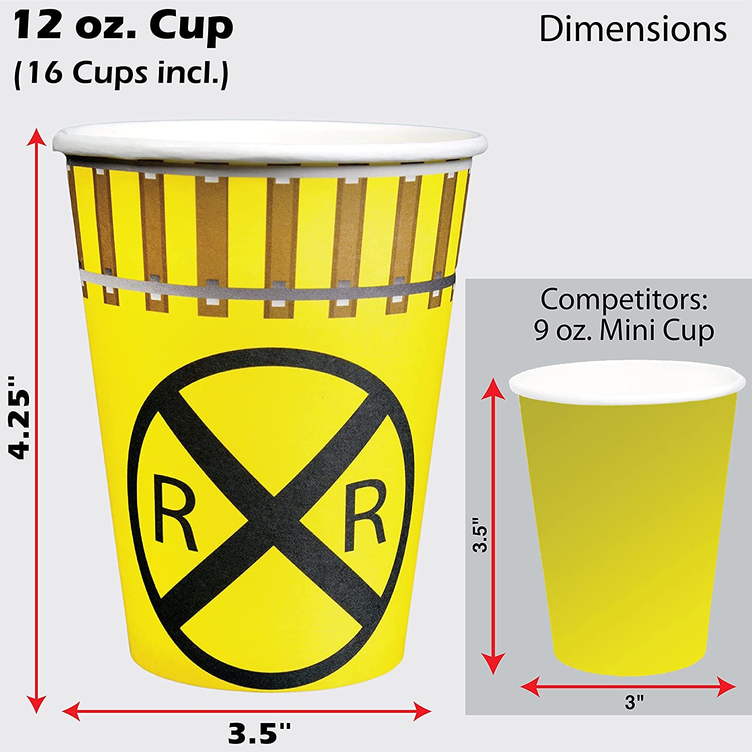 Havercamp Railroad Party for 16! Includes 16 ea. Lg. 9 Plates, Lg. Napkins, 12oz. Cups & Loot Bags and 24 Food/Party Picks. 88 Pcs.