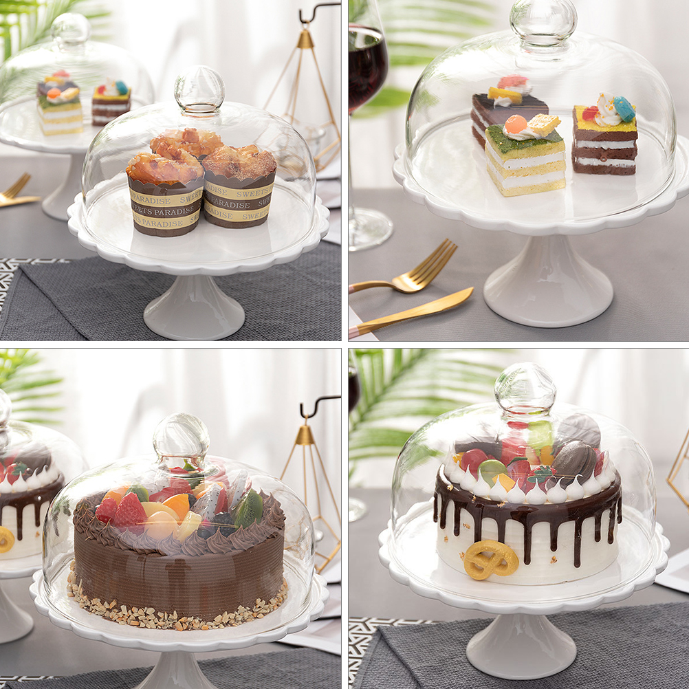NUOLUX  Cake Stand Displaycupcake Dessert Dome Plate Cover Tray Tower Servingceramic Holder Lid Glass Platter Wedding Cheese