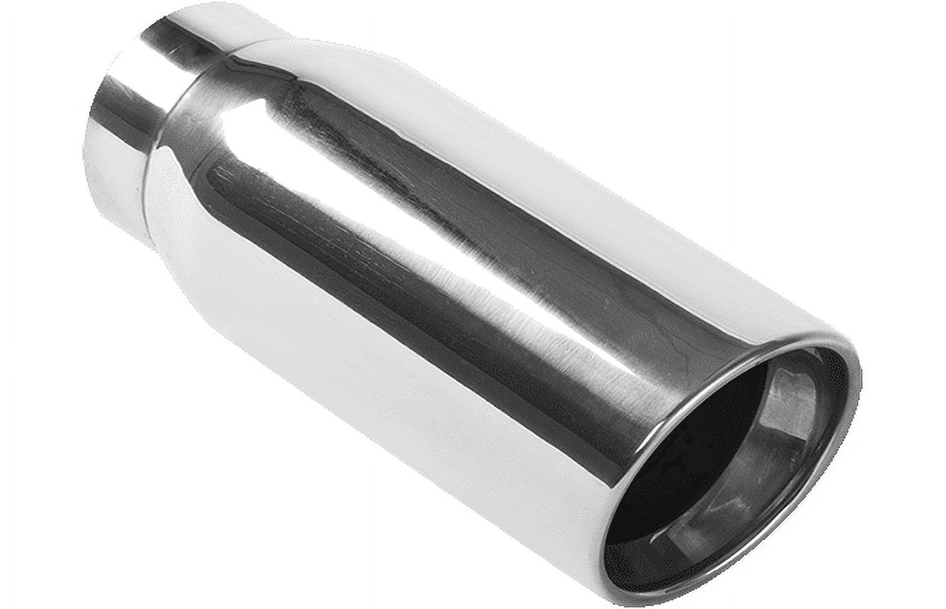 MagnaFlow Tip Stainless Double Wall Round Single Outlet Polished 4.5in DIA 3.5in Inlet 12in Length