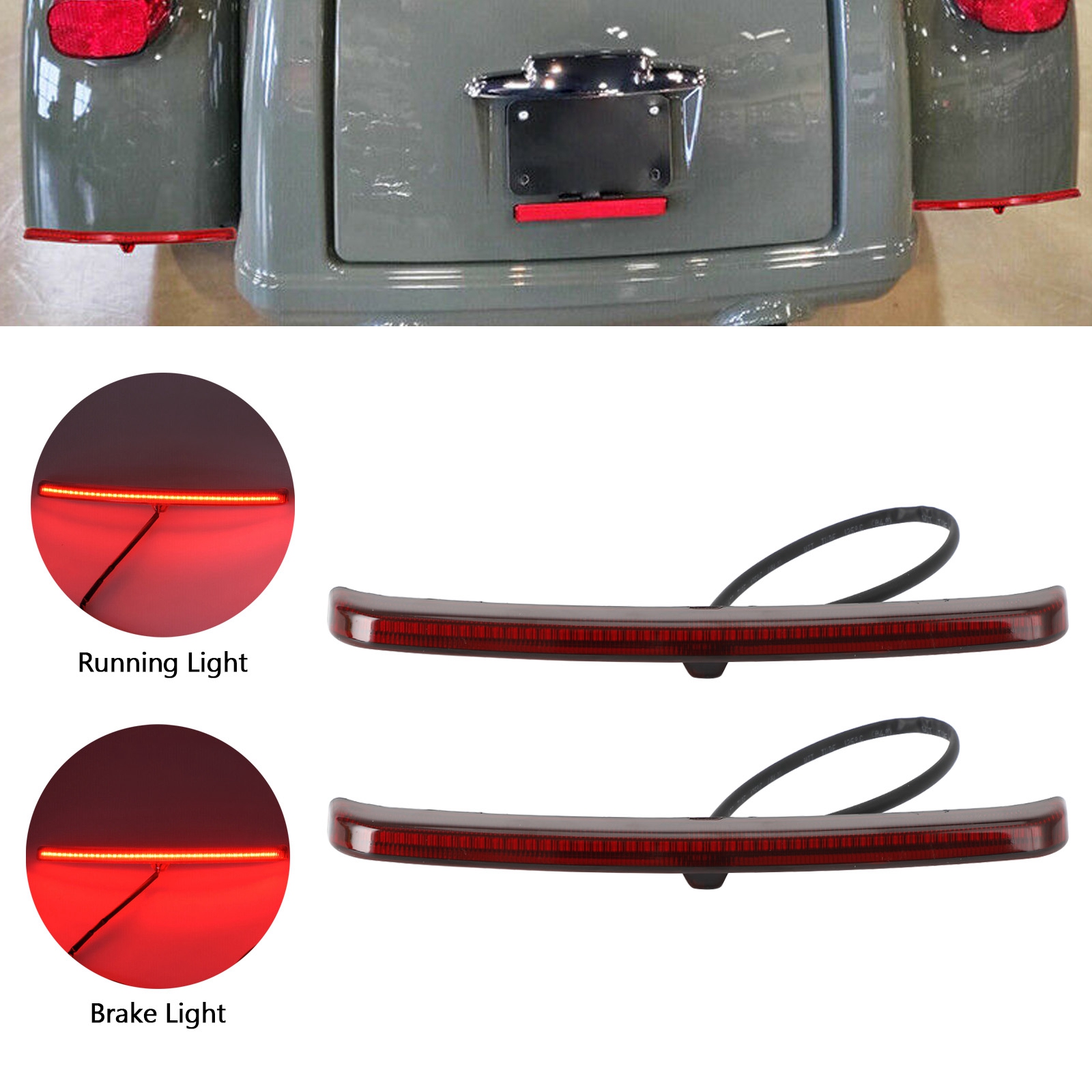 Rear Fender Blades Led Tail Light Fit For Touring Trike Glide 2009-2022