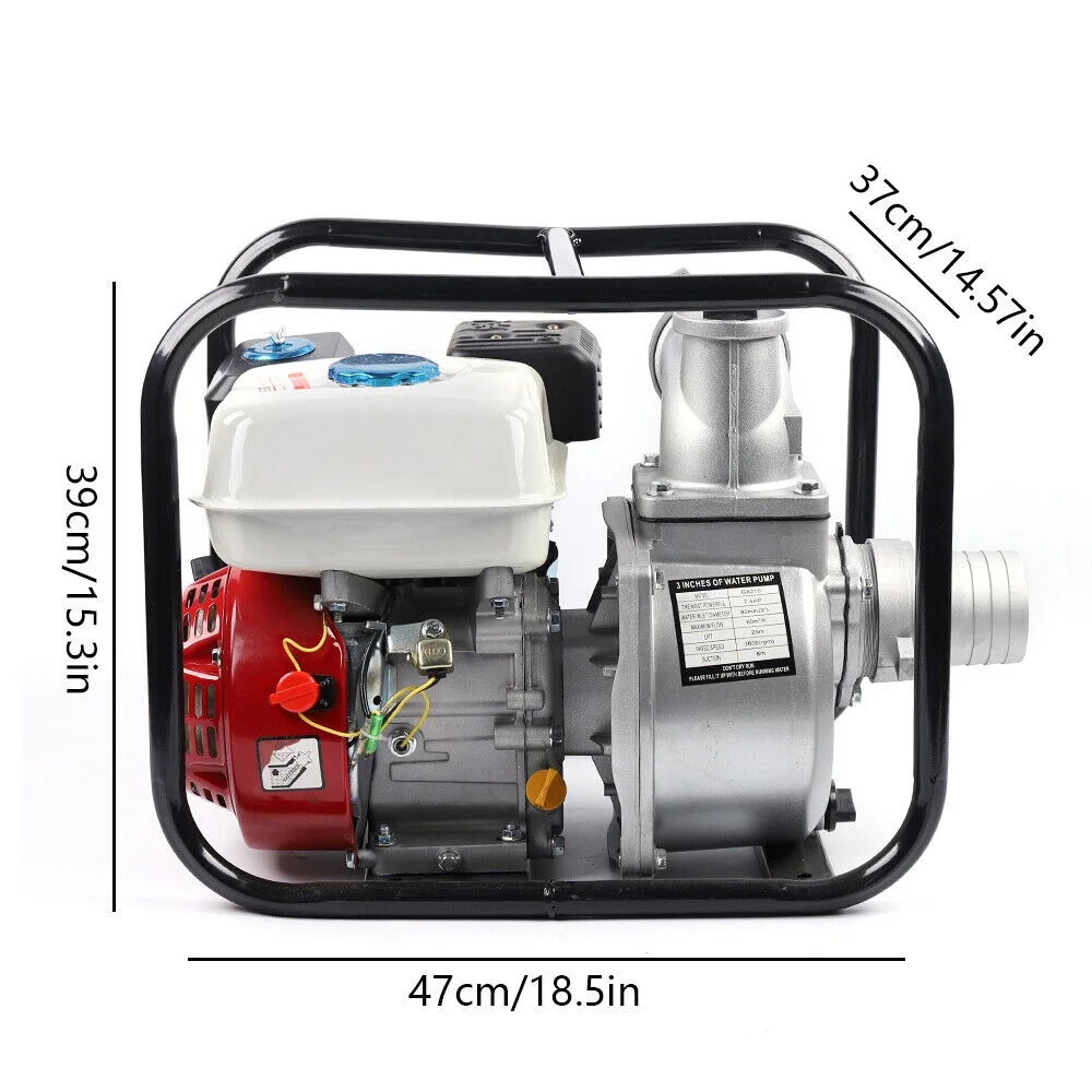 Portable Gasoline Water Pump 210CC 7.5HP High Pressure Transfer Agricultural Irrigation