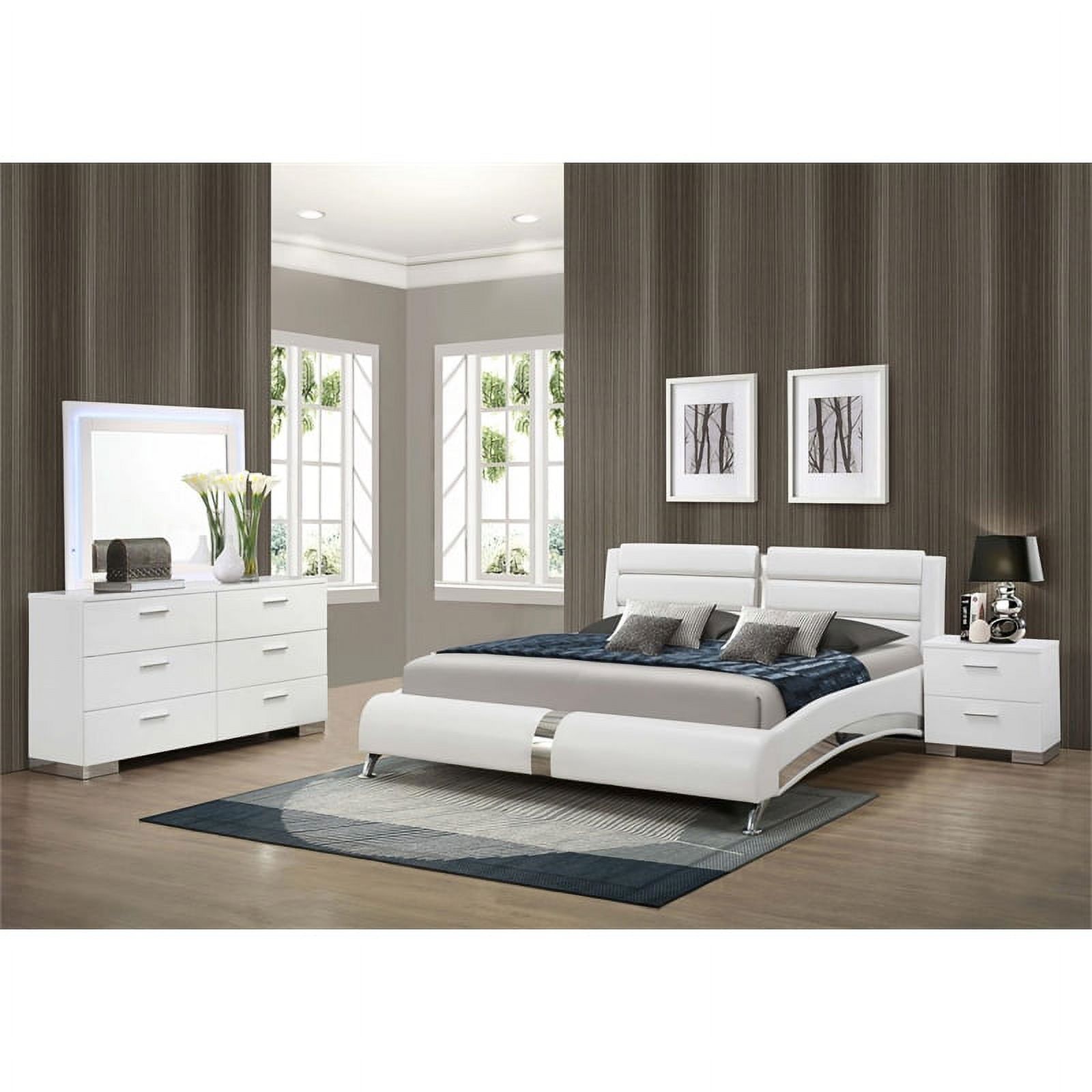 Pemberly Row 4-Piece Faux Leather California King Bedroom Set in White