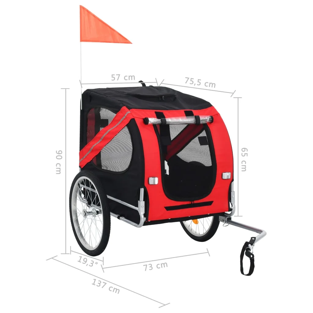 Tomshine Dog Bike Trailer Red and Black