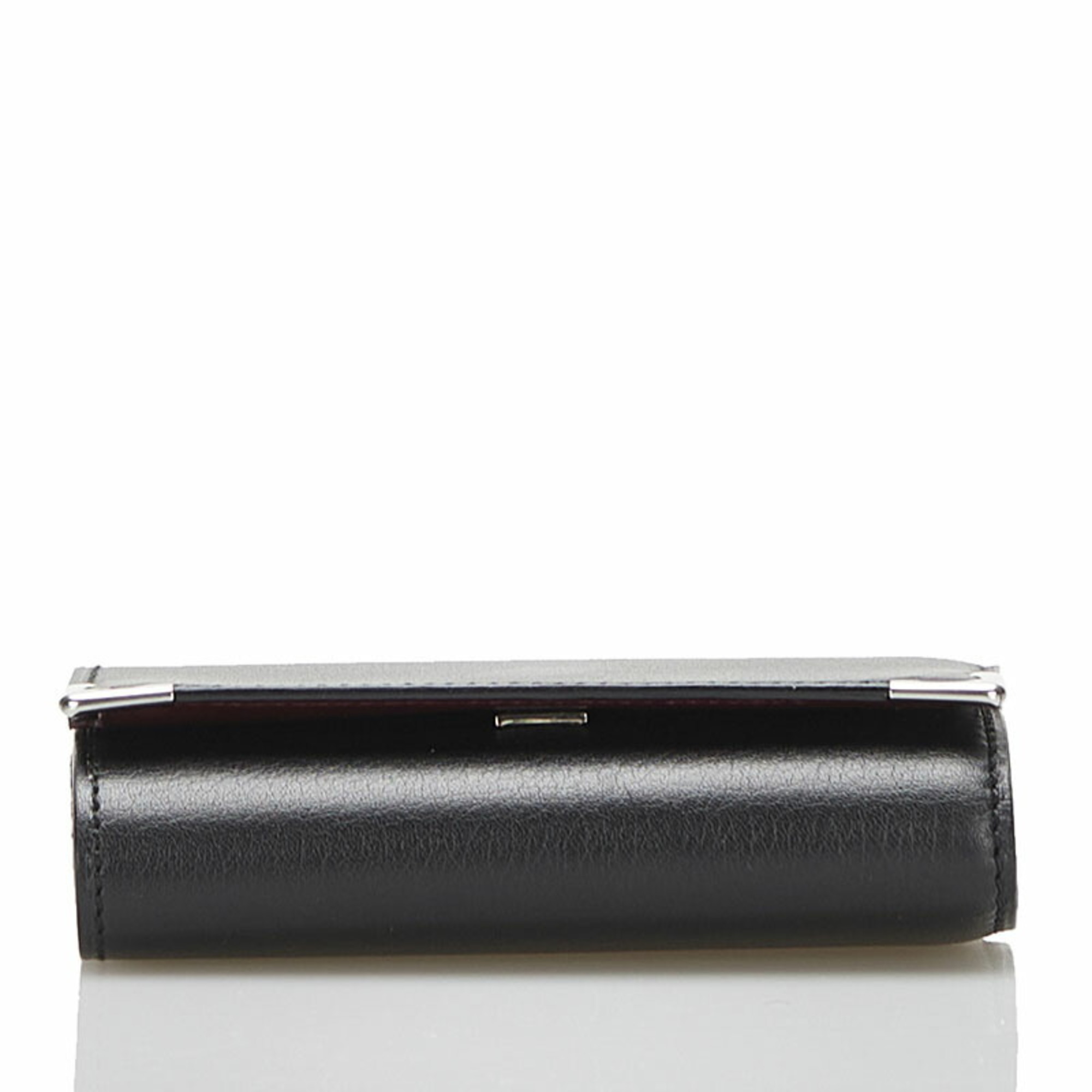 Pre-Owned Cartier cabochon 6 row key case L3000579 black leather ladies CARTIER (Good)