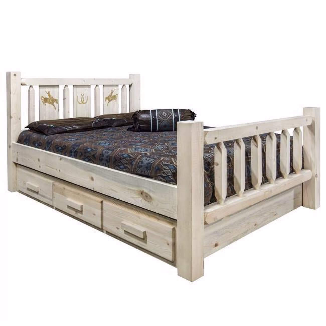 Montana Woodworks Homestead Solid Wood Twin Storage Bed in Natural