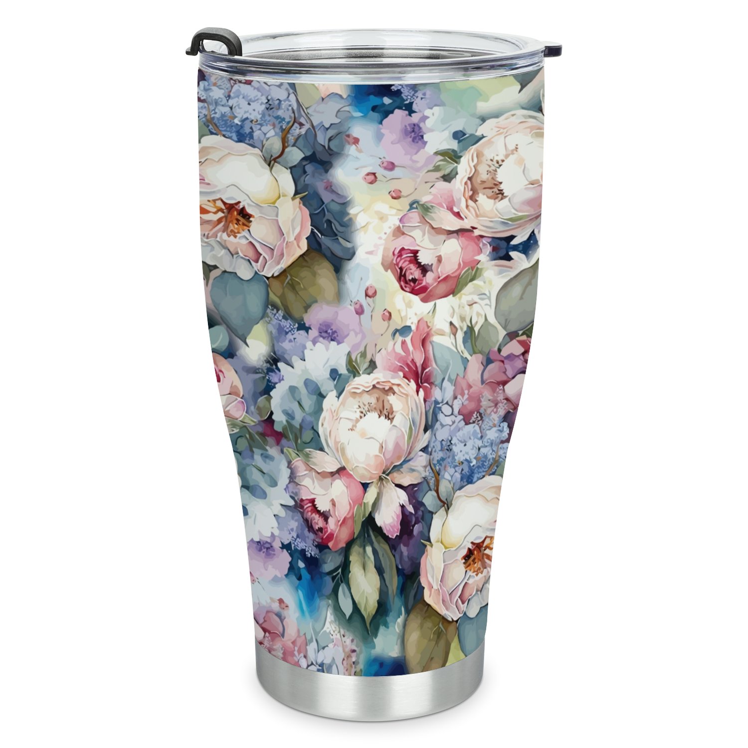Hidove Stainless Steel Tumbler, Colorful Abstract Flowers Bouquet 30oz Leak Proof & Stainless Steel Bottle for Hot & Cold Drinks - Coffee Travel Mug, Water Metal Canteen, Thermal Cup