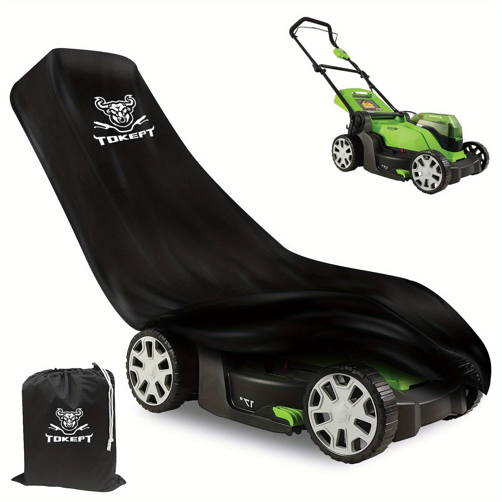 1 Set, Tokept Upgraded Heavy Duty Waterproof Material 300D Walk-Behind Lawn Mower Cover With Windproof Buckle For Respective Bad Weather XL