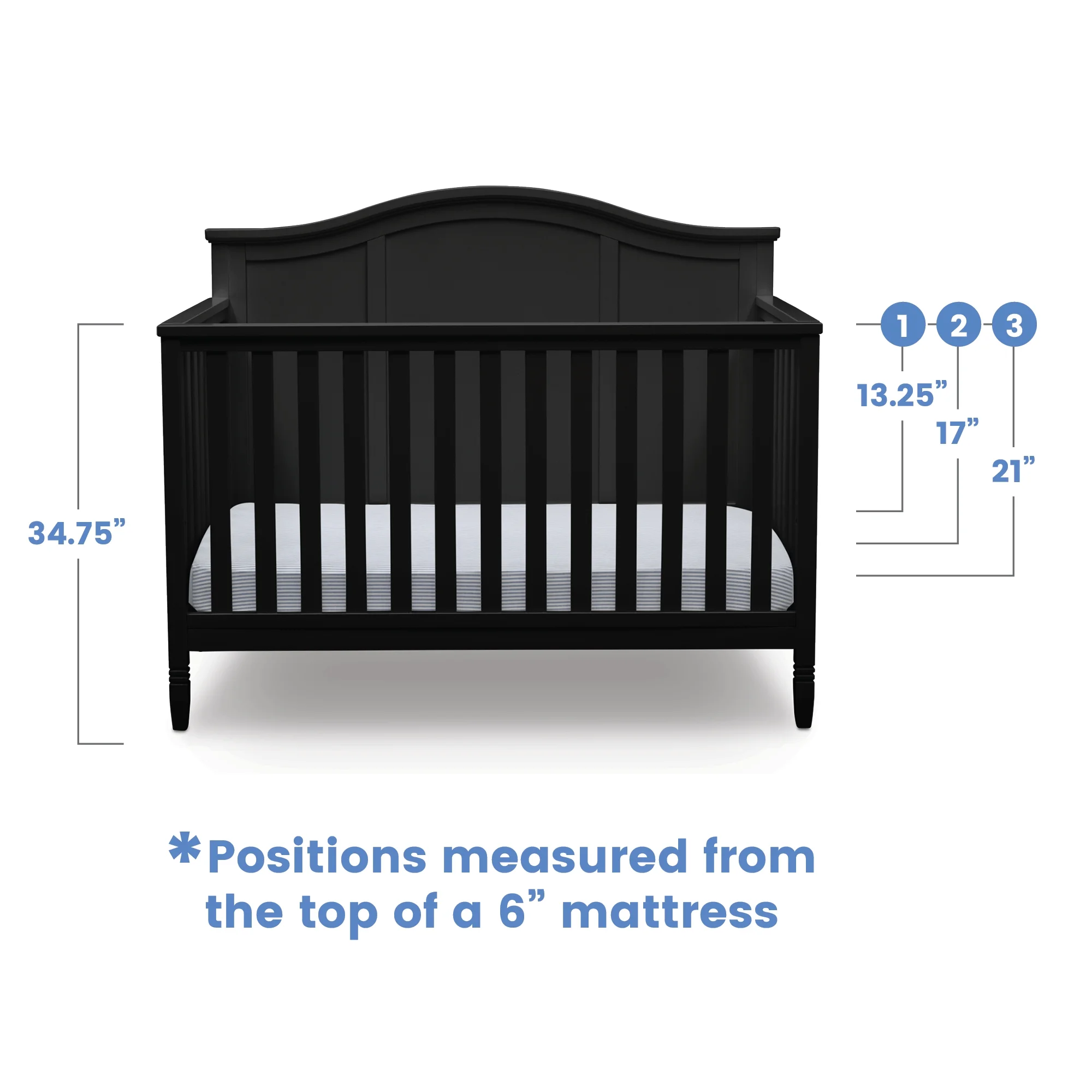 Delta Children Madrid 5-in-1 Convertible Baby Crib, Black