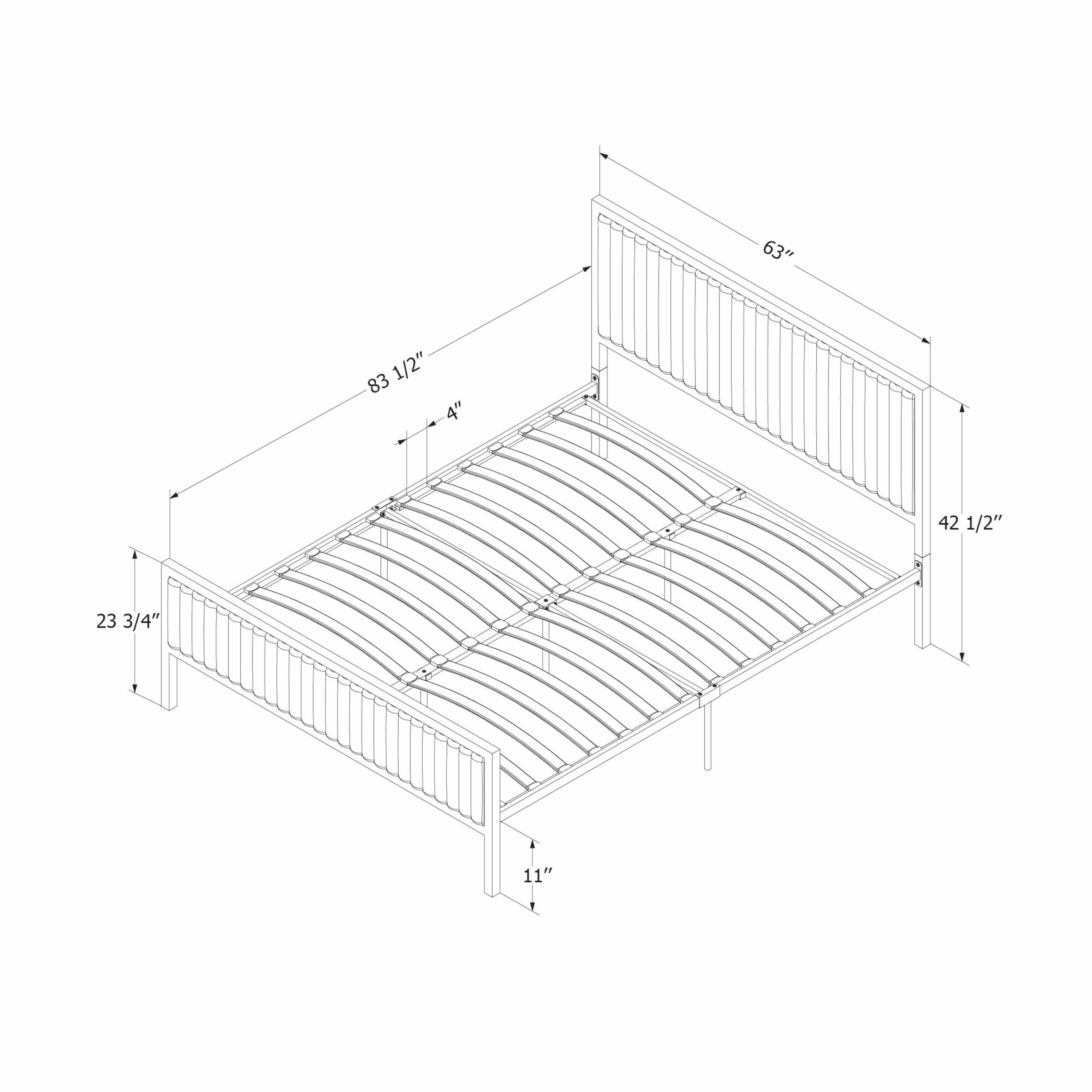 Maliza Upholstered Queen Metal Bed, Black