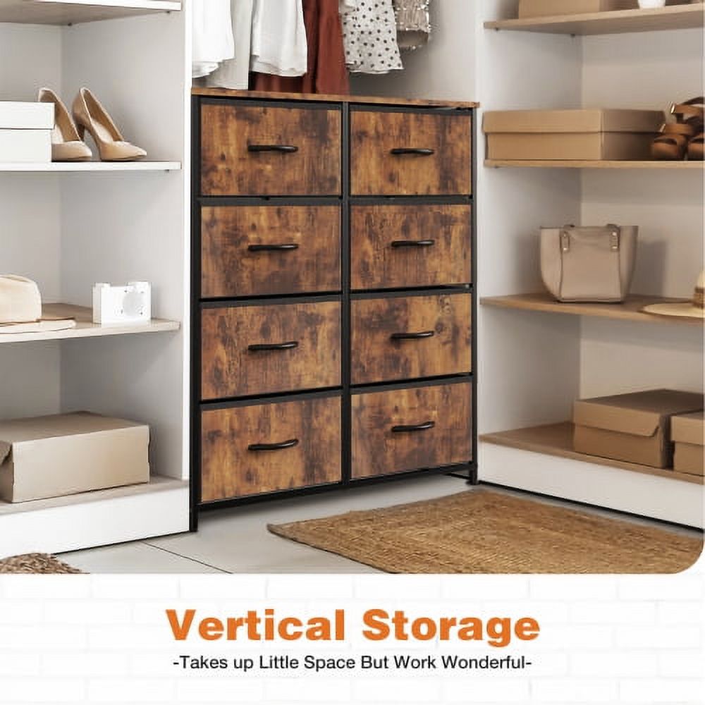 Dresser for Bedroom with 8 Drawers Tall Dresser & Chest of Drawers Fabric Dresser with Wood Top and Sturdy Steel Frame