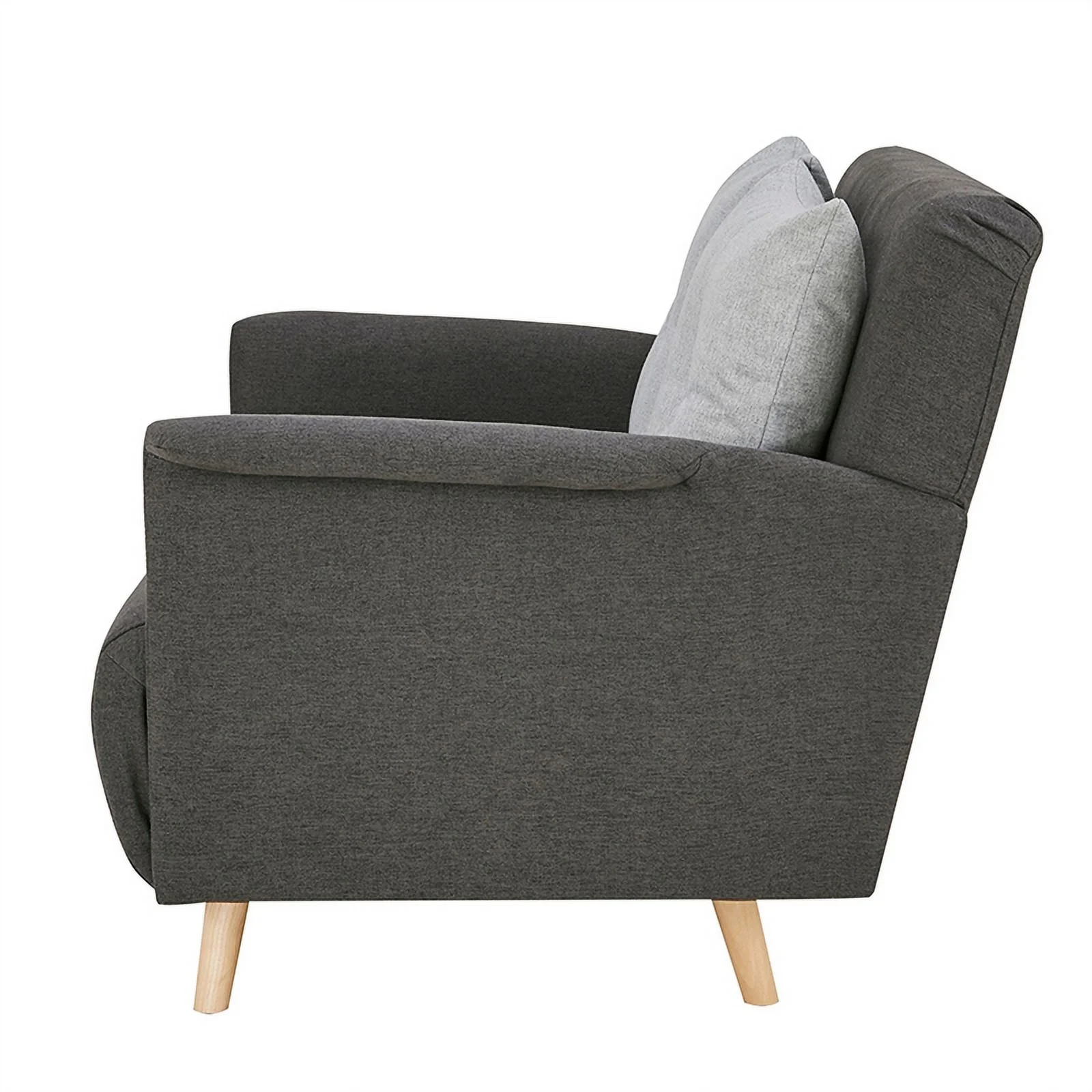 BenJara BM284738 47 in. Twin Size Bed Wood Frame Fabric Sofa Pull Out Futon, Smooth Gray