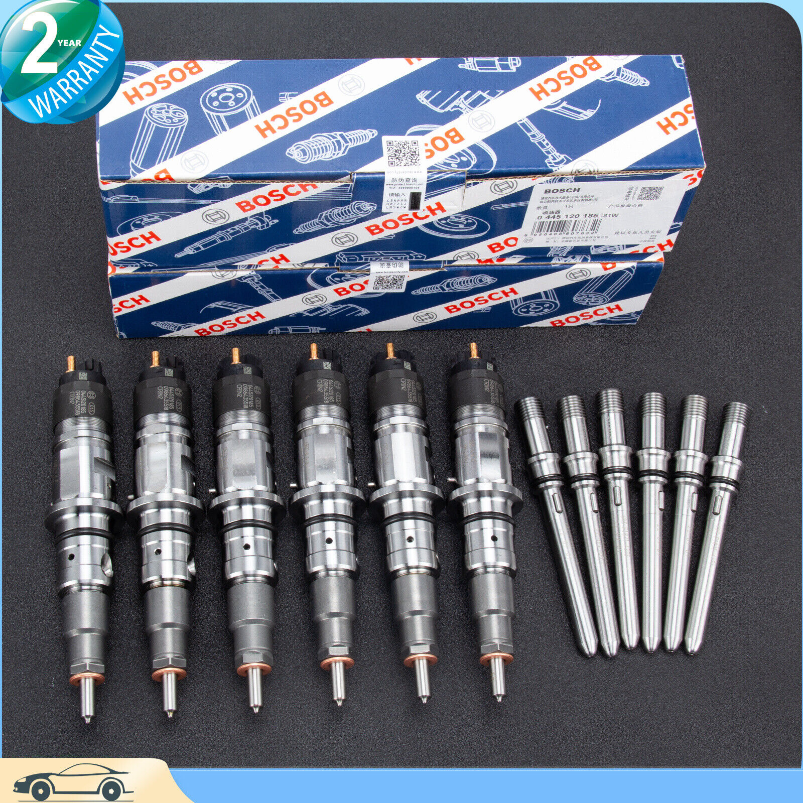 6Pcs Diesel Injectors with Tube for Bosch 2007-2012 Dodge Ram 6.7L 0445120193 US