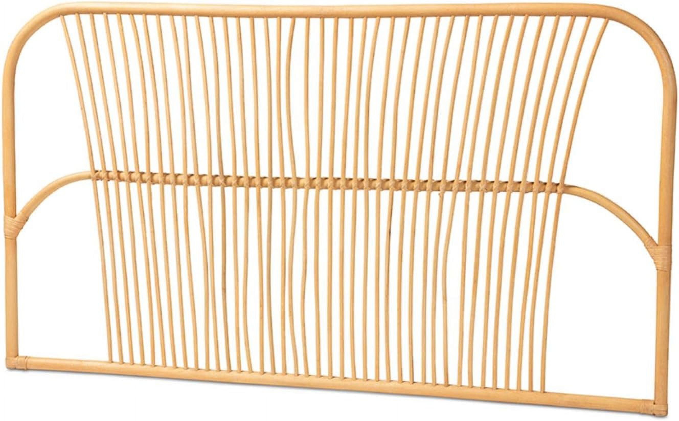 Laina Modern Bohemian Brown Rattan Queen Size Wall-Mount Headboard