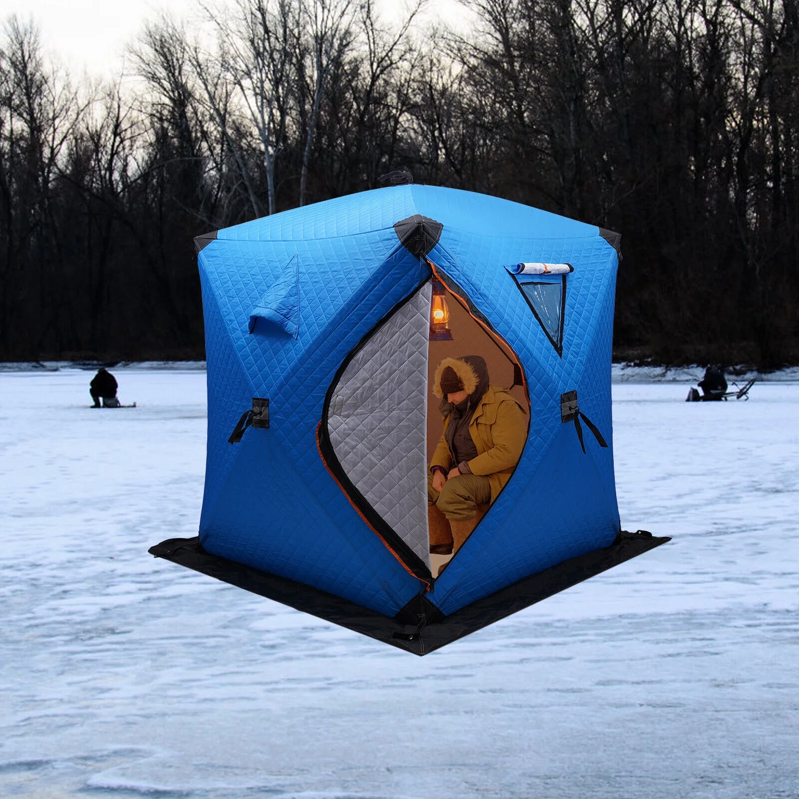 1-2 People Ice Lake Fishing Shelter Freestanding Insulated Tent with Handbag Winter