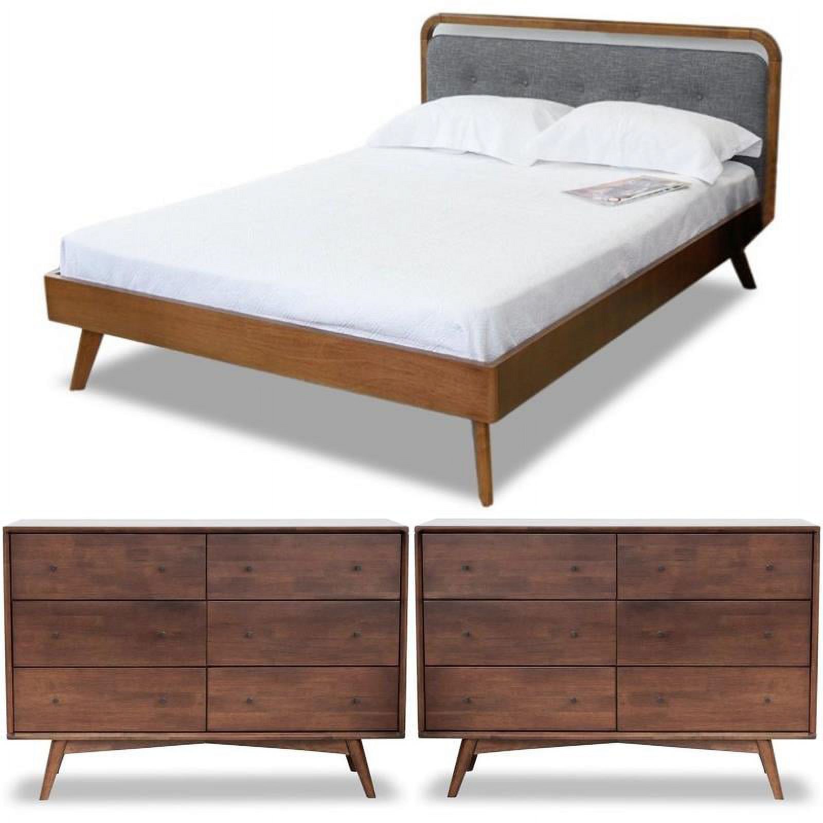 Home Square 3 Piece Furniture Set with Queen Platform Bed and 2 Dressers