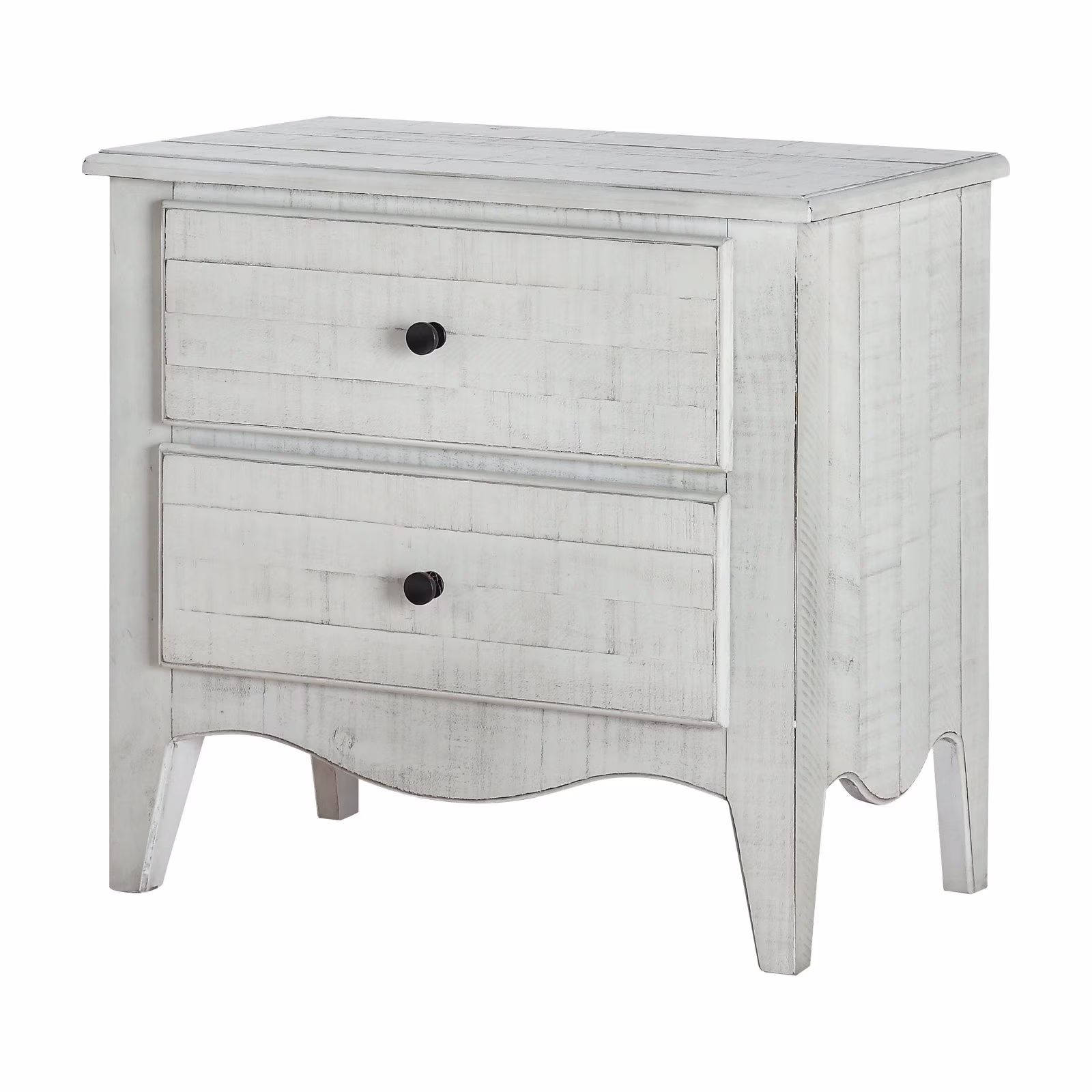 Modus Ella 2 Drawer Solid Wood Nightstand in Weathered White Wash