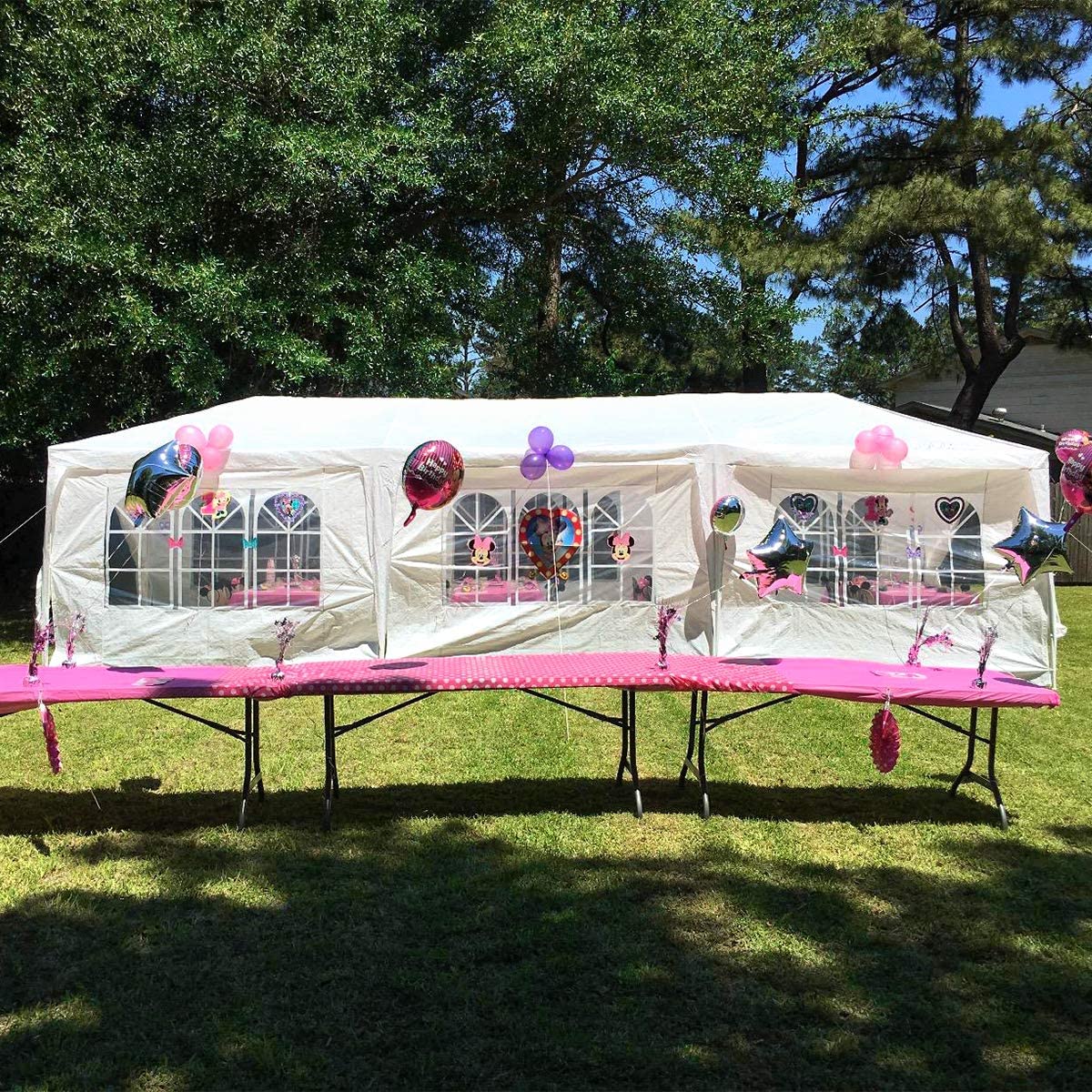 FDW 10'x30' White Outdoor Shelter Pavilion 8 Removable Walls-8 Canopy Wedding Party Tent Waterproof Camping Gazebo BBQ,White