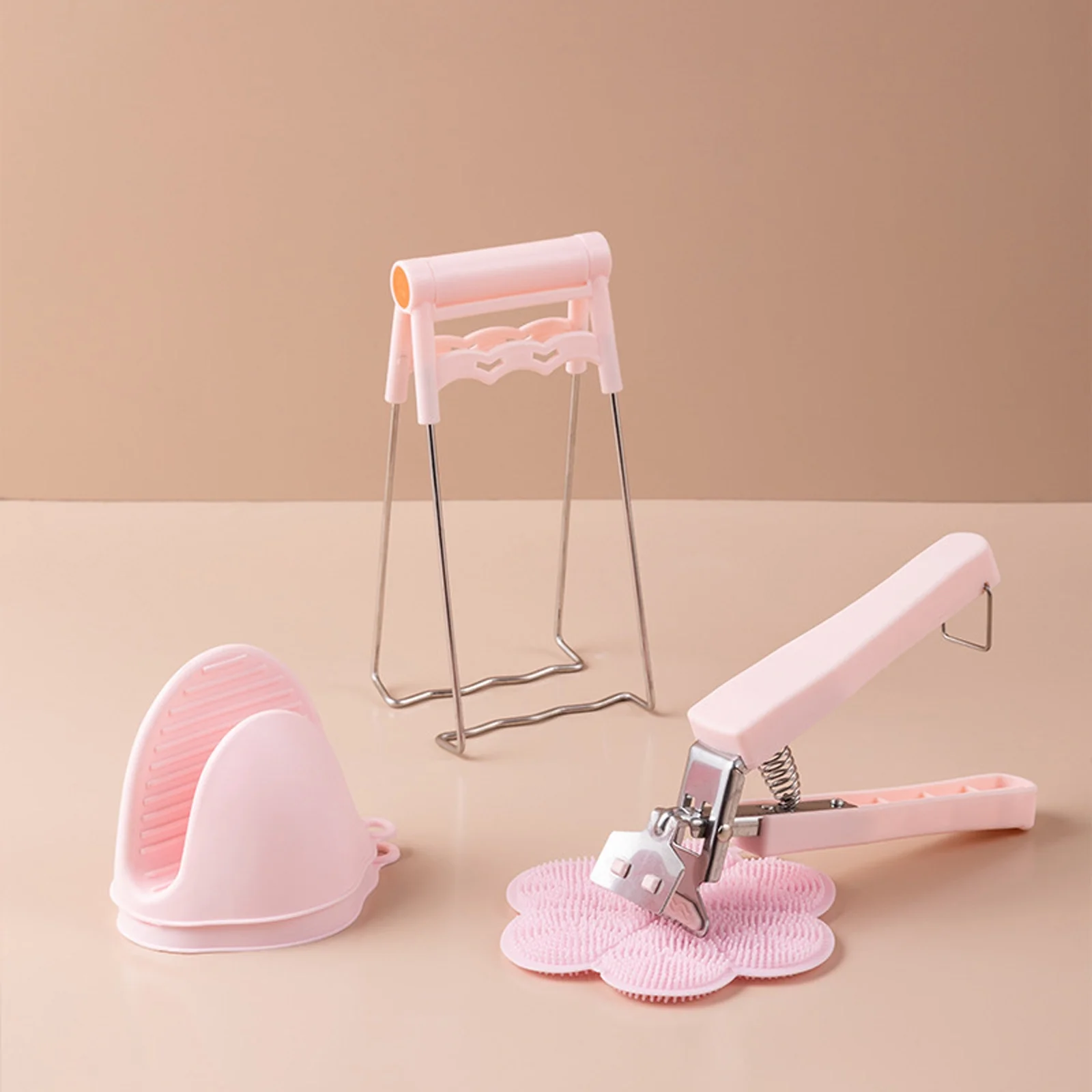 Puloru Kitchen Anti-scalding Tool Set, Hot Plate Gripper Bowl Clips Non-slip Silicone Pad Home Baking Artifact