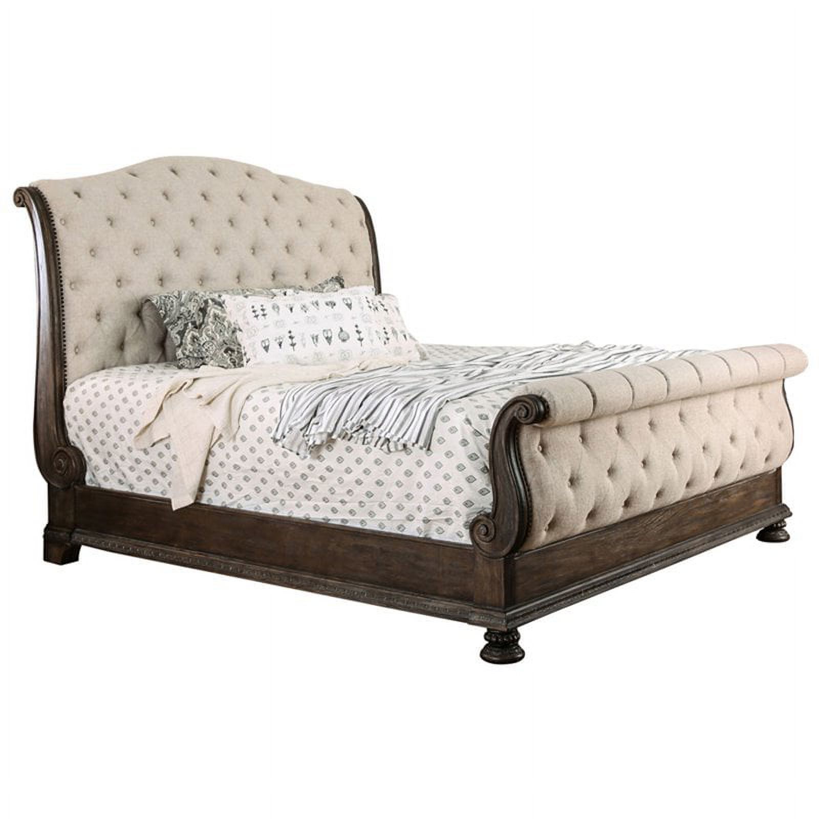 Bowery Hill Transitional Wood Panel King Bed in Rustic Natural Tone