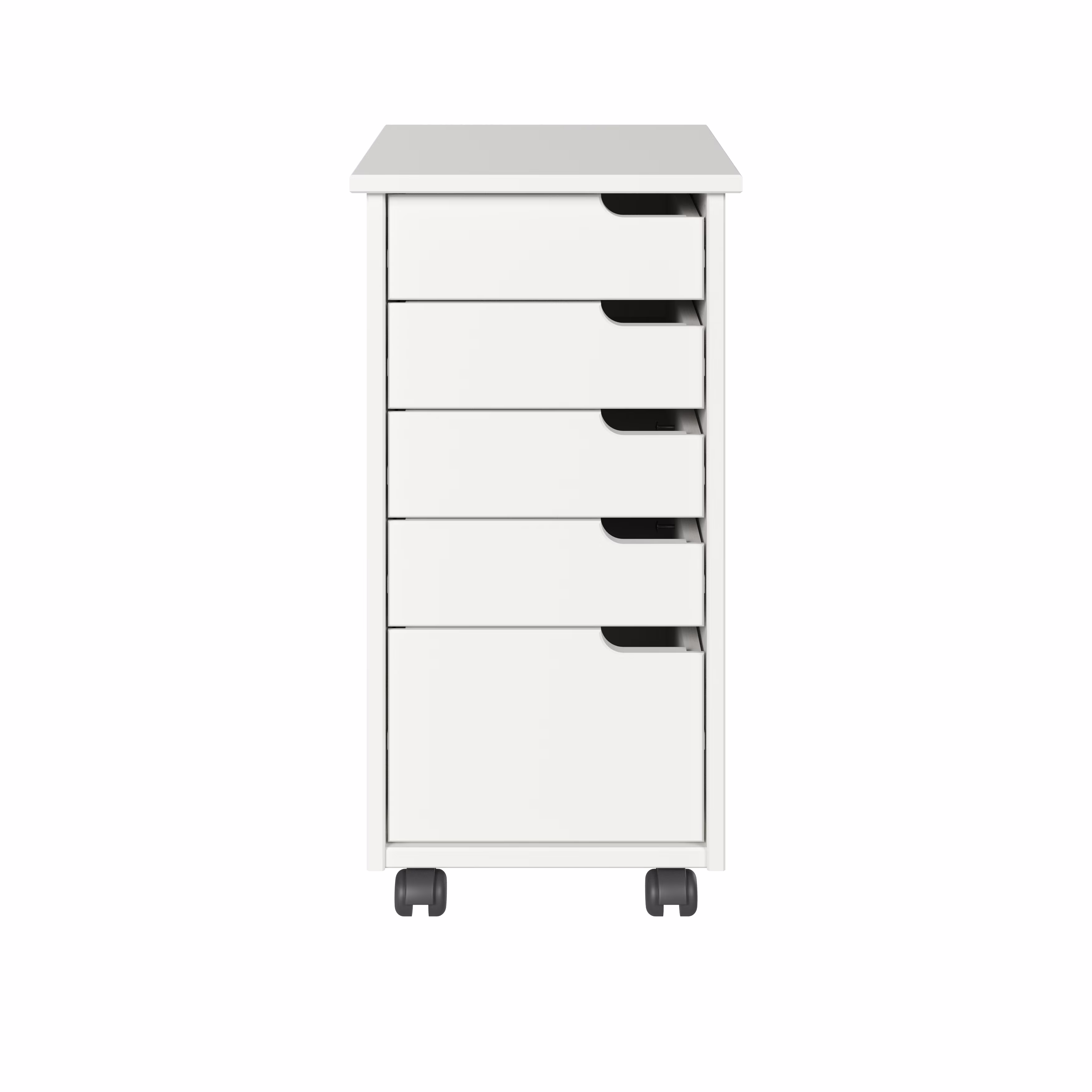 Adeptus Original Euro Roll Cart, Solid Wood, 4+1 Drawer Narrow Drawers Roll Carts, White