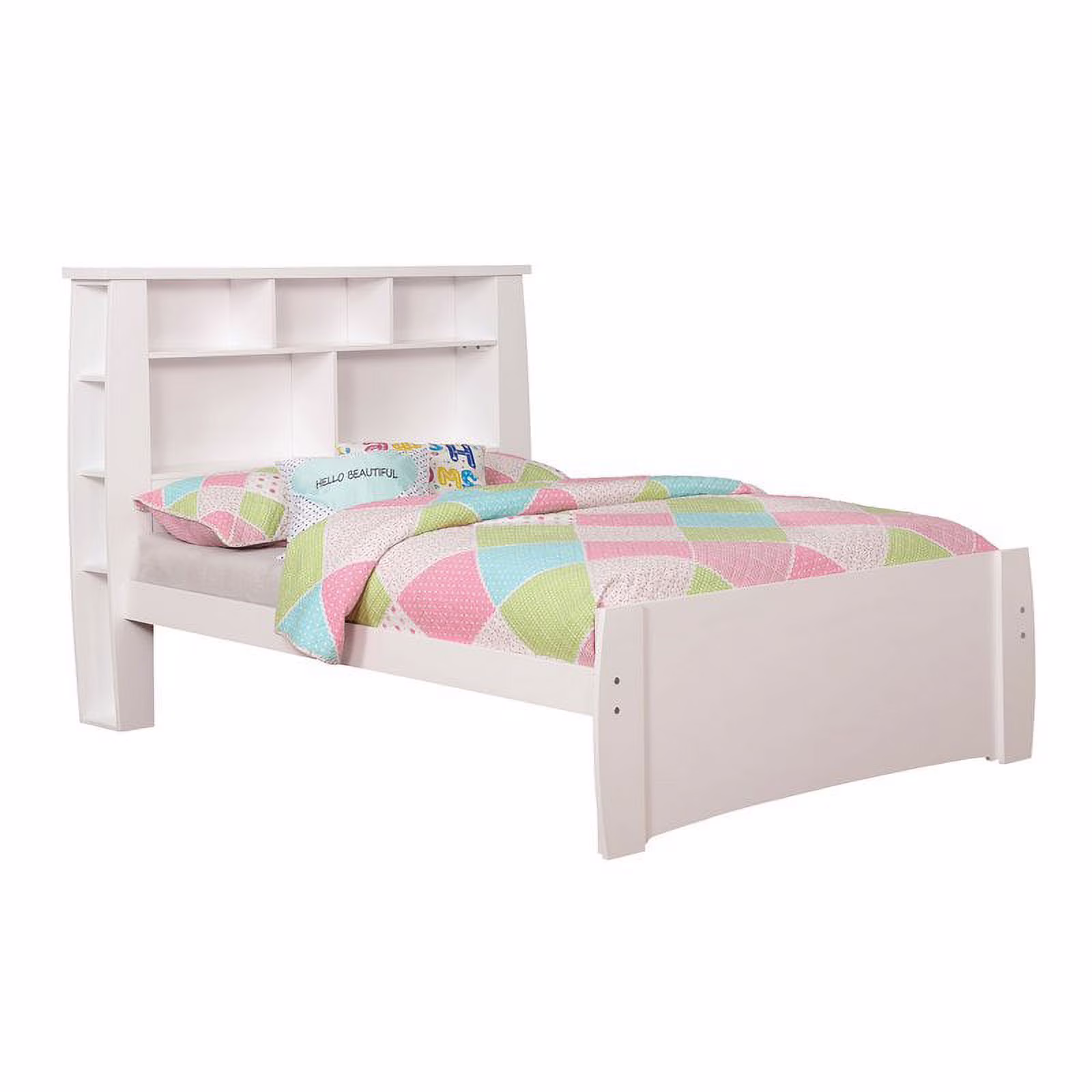 Furniture of America Devon Transitional Wood Full Bookcase Platform Bed in White