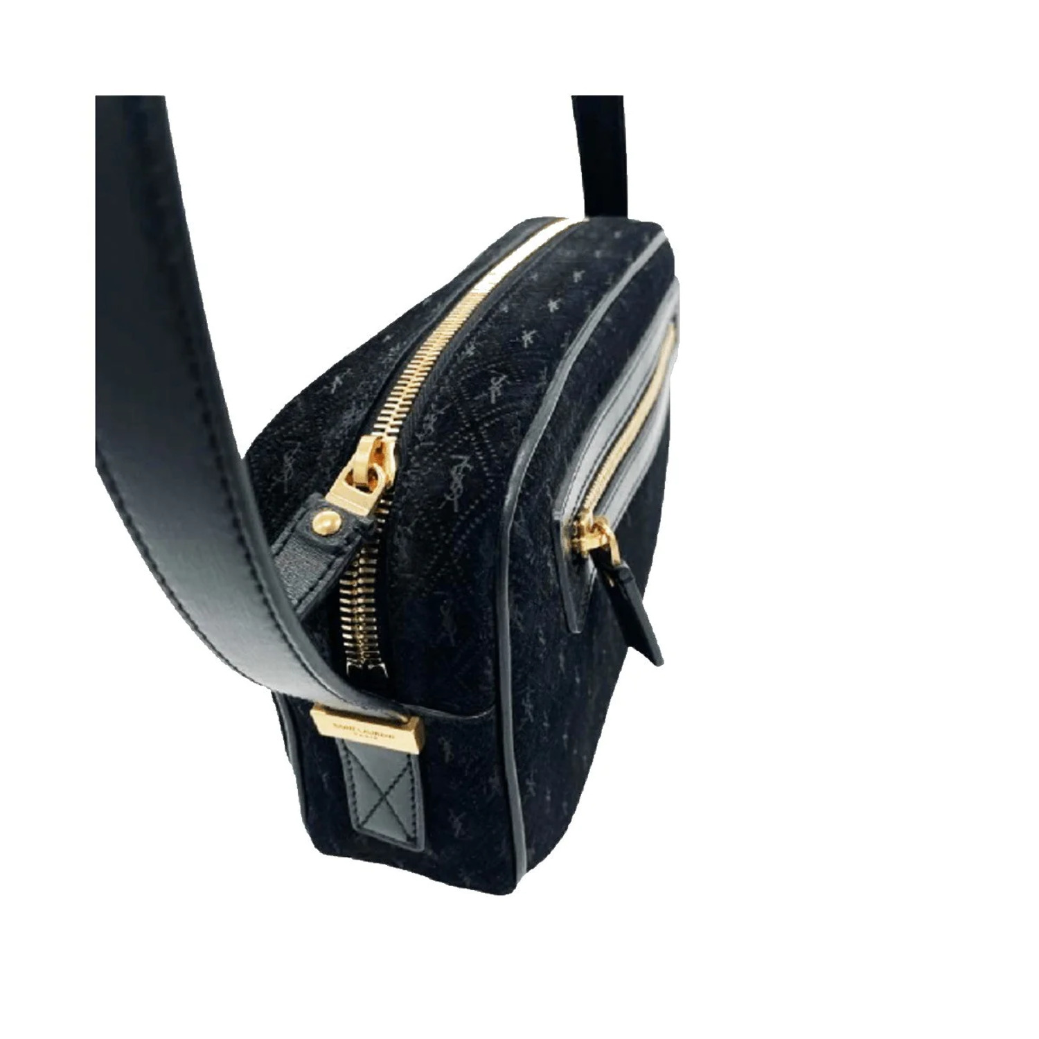 New Saint Laurent YSL King Palm Suede Monogram Black Camera Bag 568608