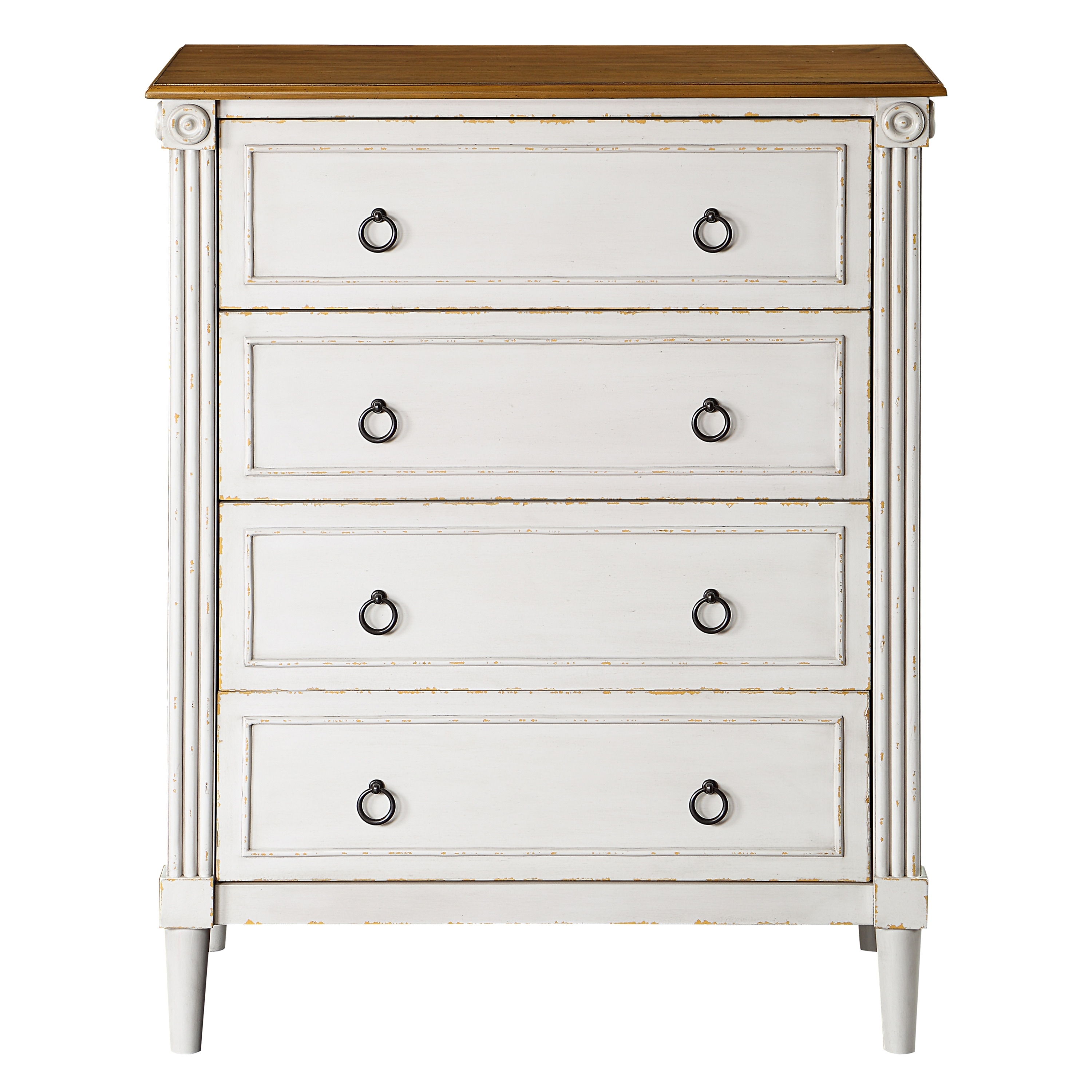 Furniture of America Joneigh Traditional Solid Wood 4-Drawer Chest by  Antique White/Oak Light Wood