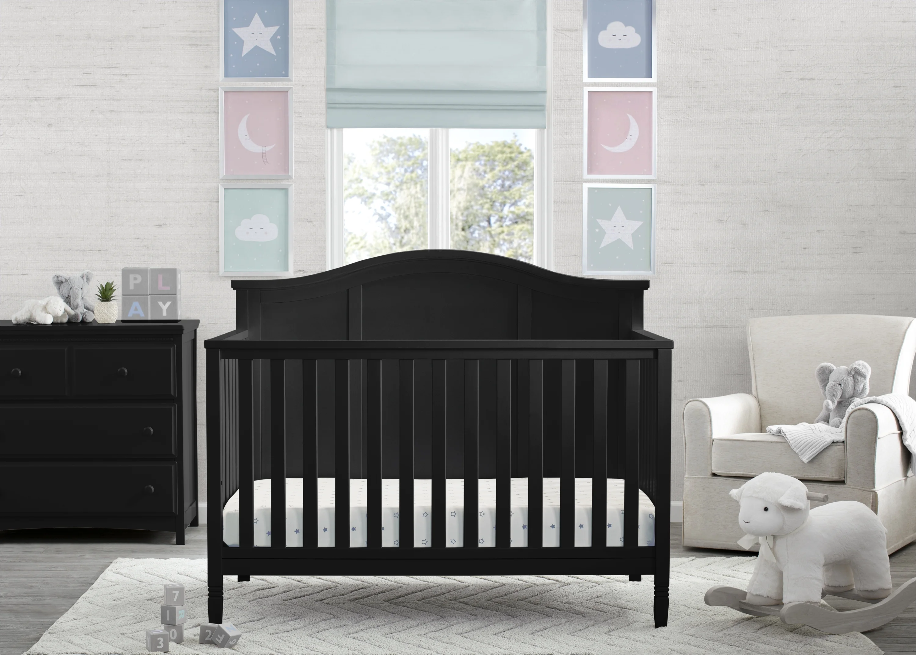 Delta Children Madrid 5-in-1 Convertible Baby Crib, Black
