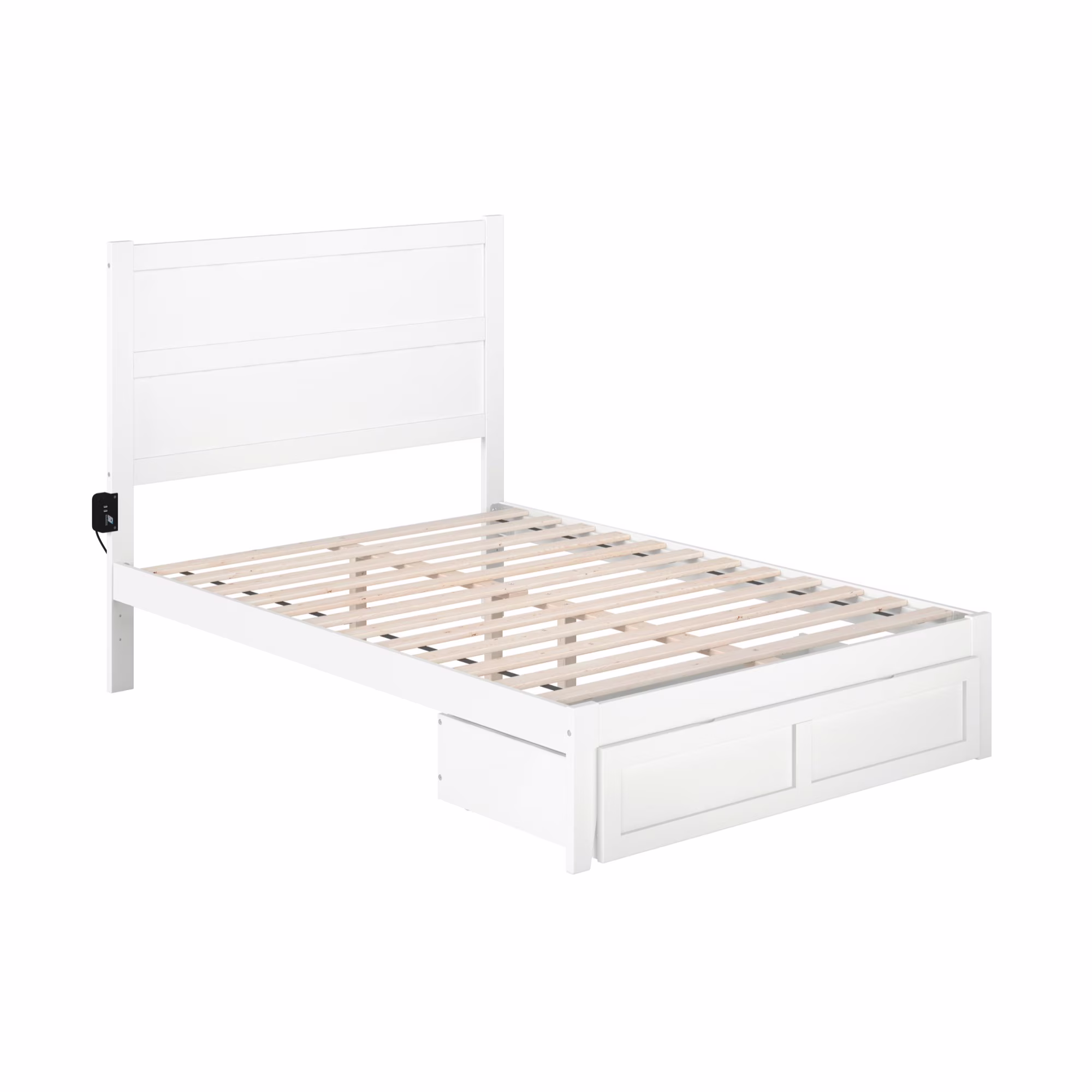 AFI NoHo Traditional Wood Full Bed with Foot Drawer in White