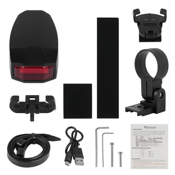 ODOMY USB Rechargeable Key Fob Controlled Bicycle Rear Light Cycling Anti-theft Alarm Warning Light