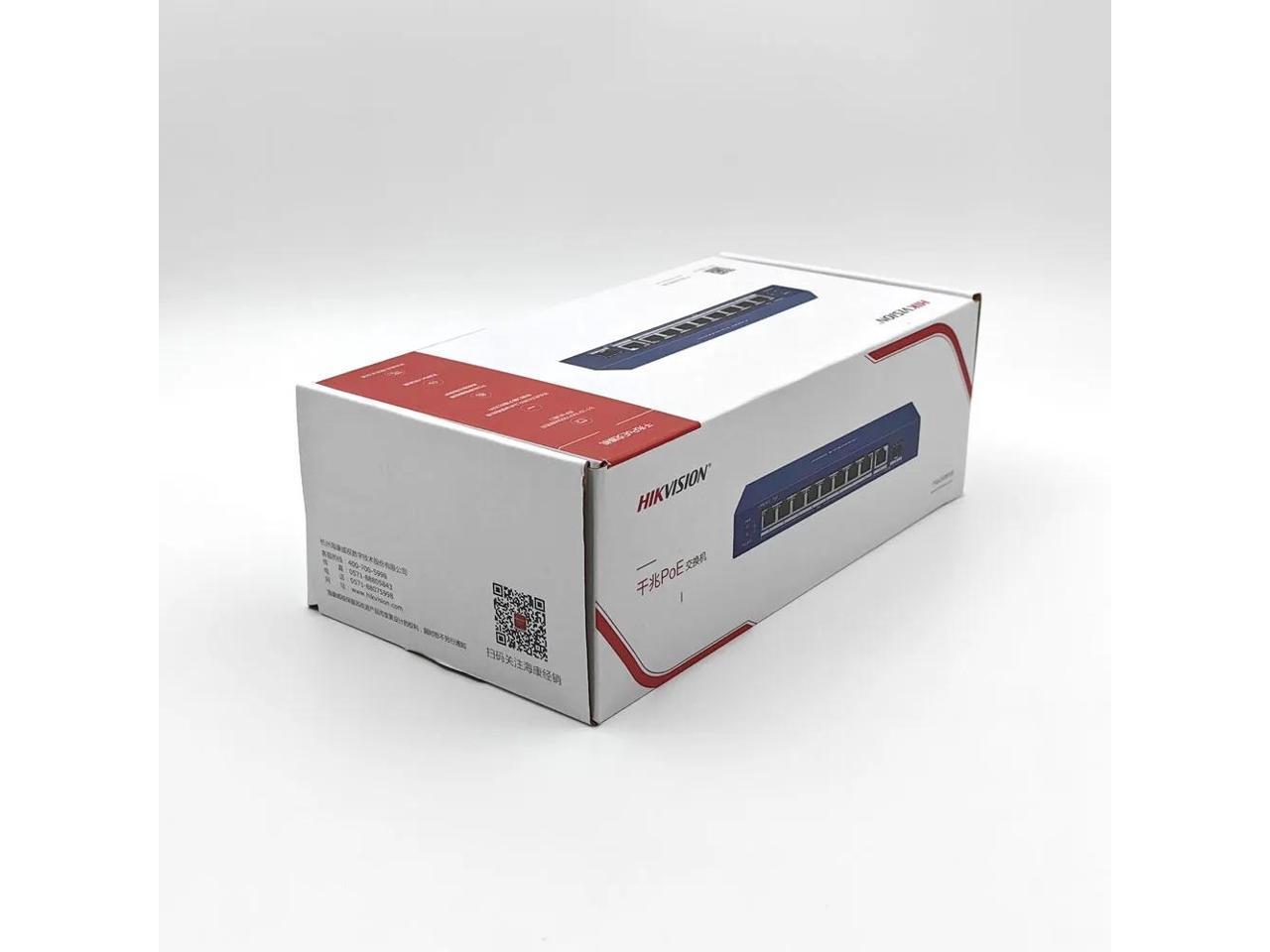 Original Hik Plug And Play 8 Port Gigabit Unmanaged POE Switch DS-3E0510P-E IEEE 802.3 af & at High PoE Power Supply With Plug