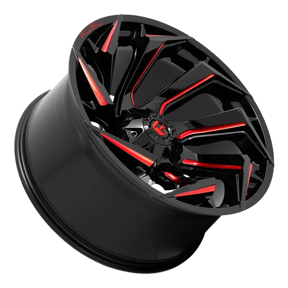 Fuel 1Pc D755 Reaction 18X9 5X139.7/5X150 -12Et 106.1Cb Gloss Black Milled With Red Tint Wheel
