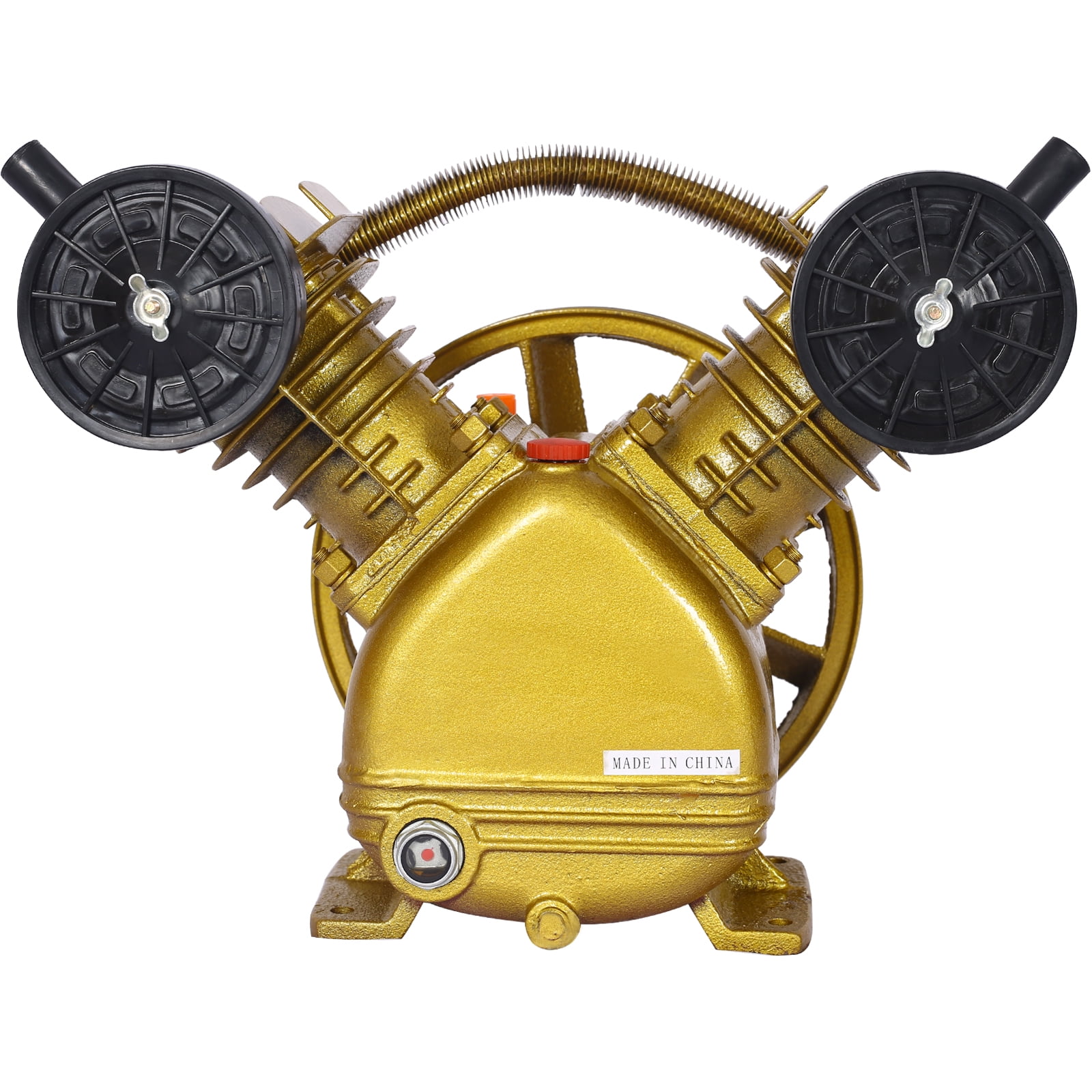3HP Twin Cylinder Air Compressor Pump Golden Single Stage 115PSI V-Type Cast Iron Construction
