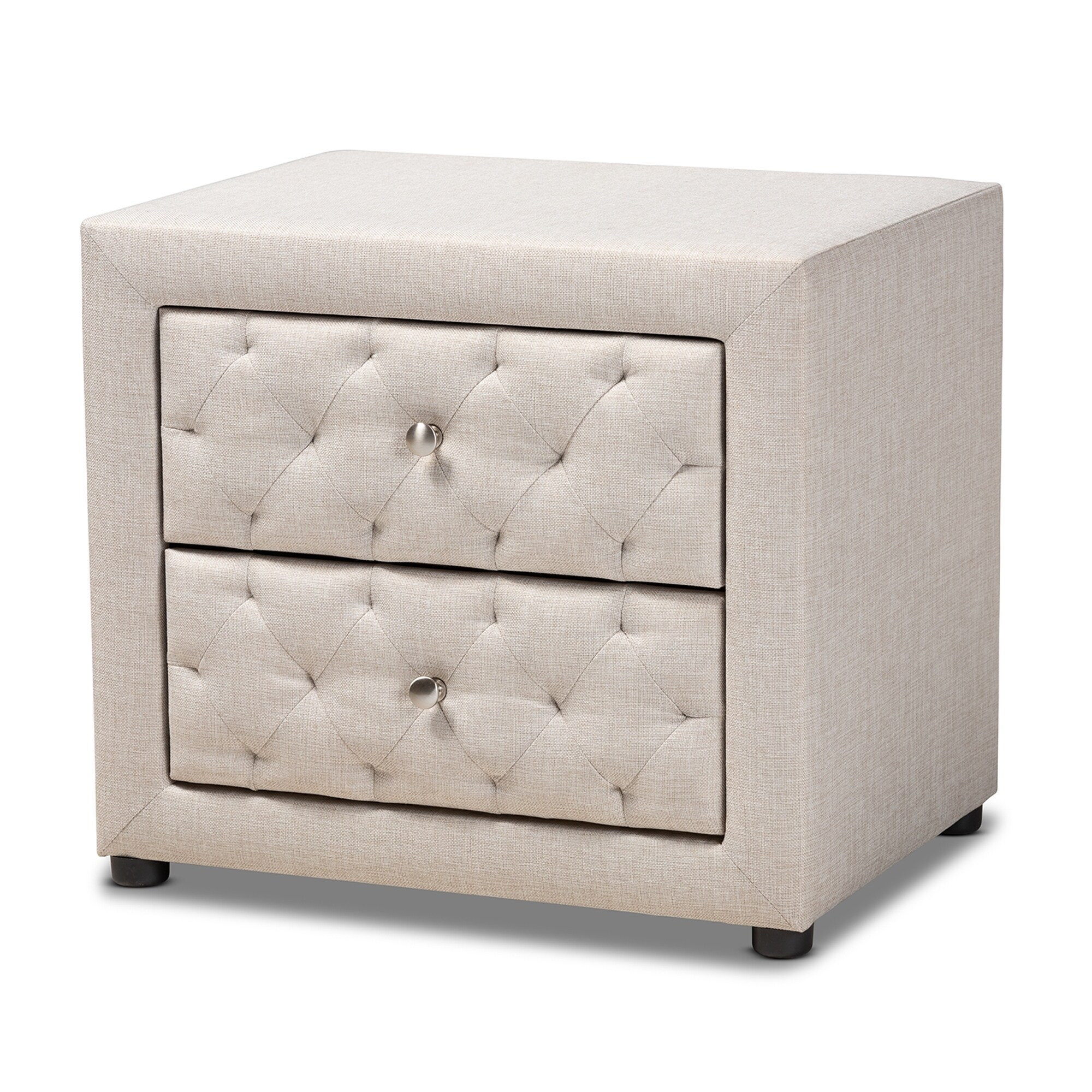 Baxton Studio Contemporary Fabric 2-Drawer Nightstand Light Beige