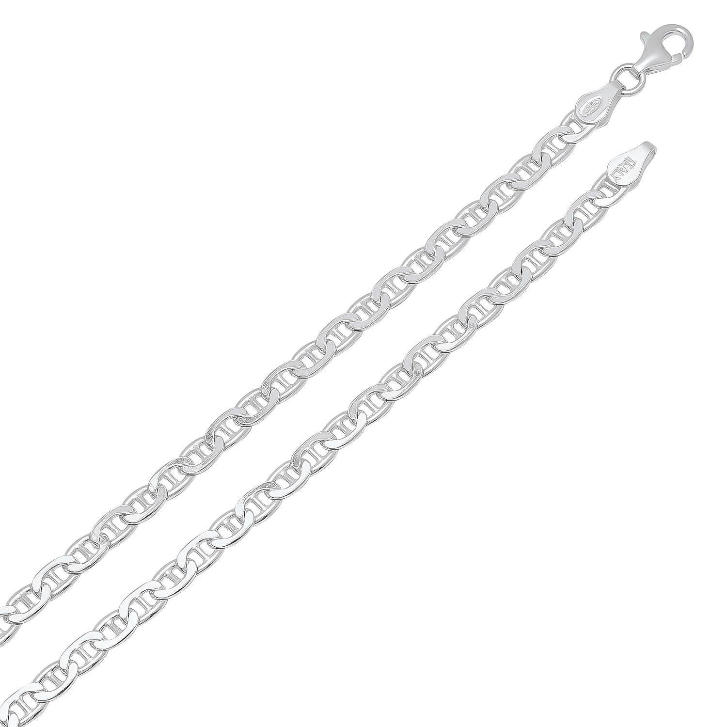 3.5mm Solid .925 Sterling Silver Flat Mariner Chain Necklace, 22 inches + Gift Box