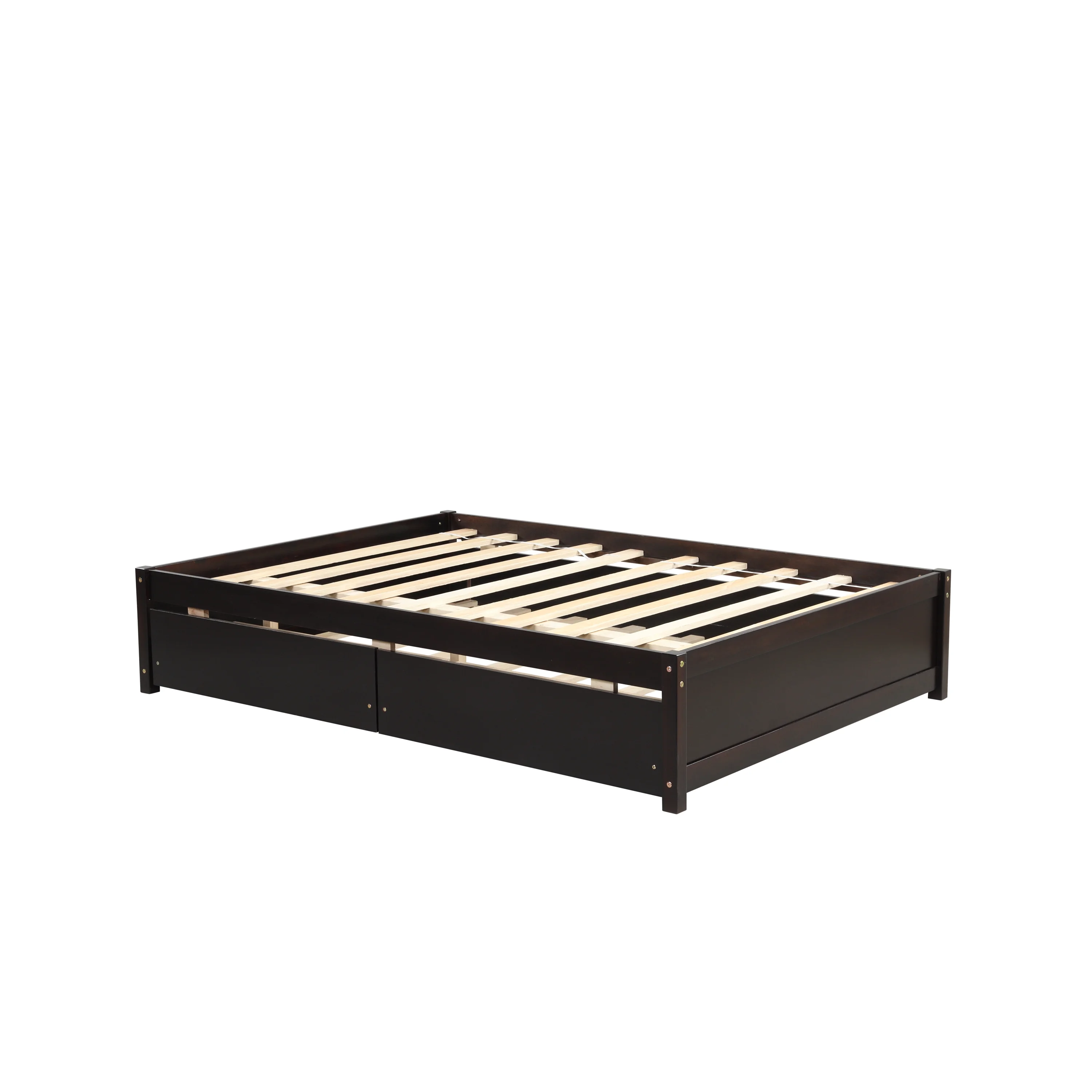 Nestfair Espresso Wood 2-Drawer Full Size Platfrom Bed with Trundle