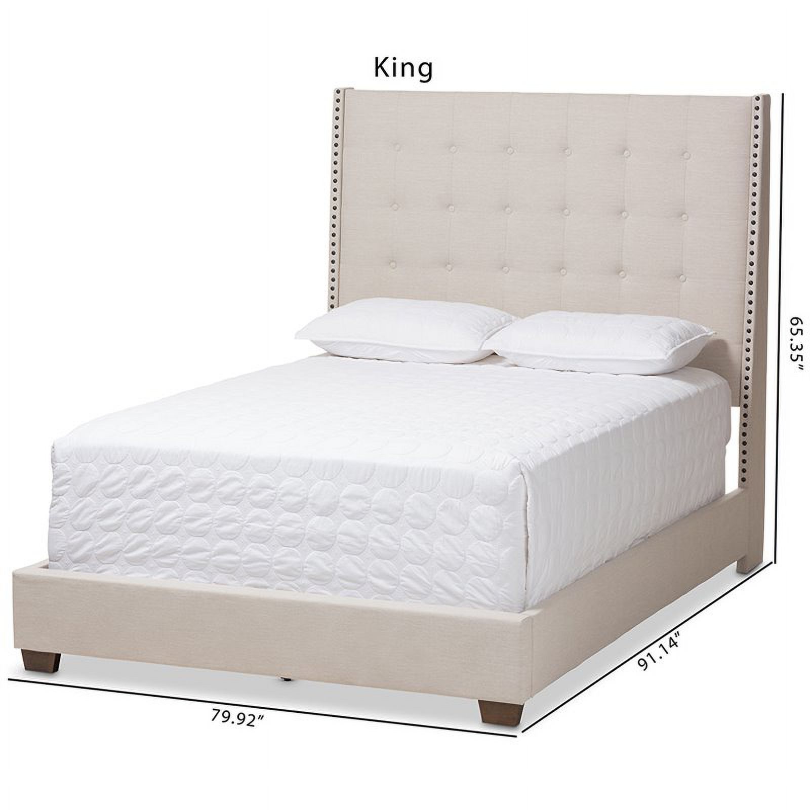 Bowery Hill Tufted King Panel Bed in Light Beige