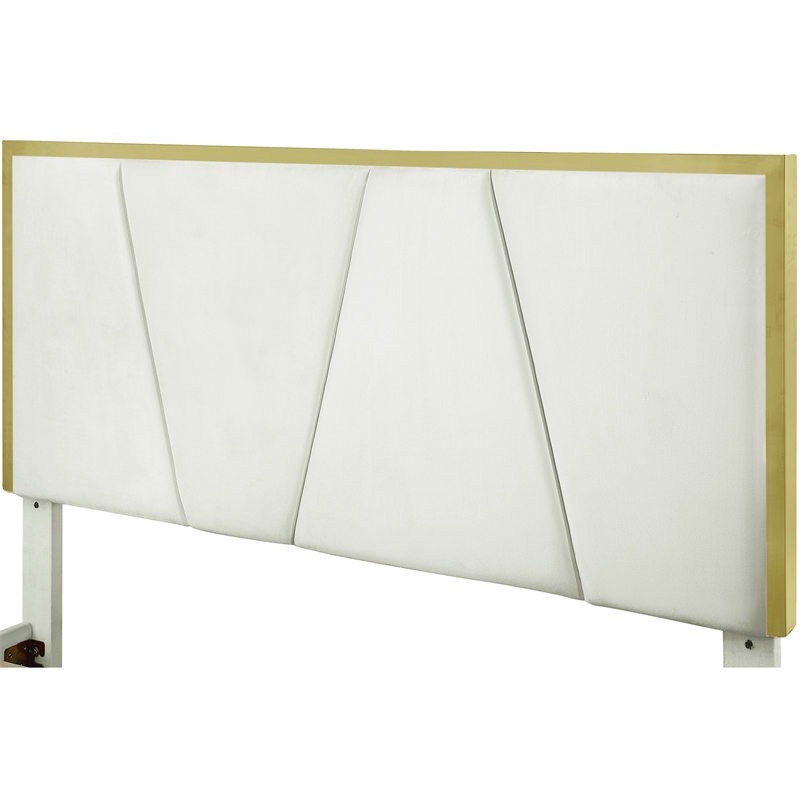 Furniture of America Harper Fabric Upholstered Queen Bed in Beige