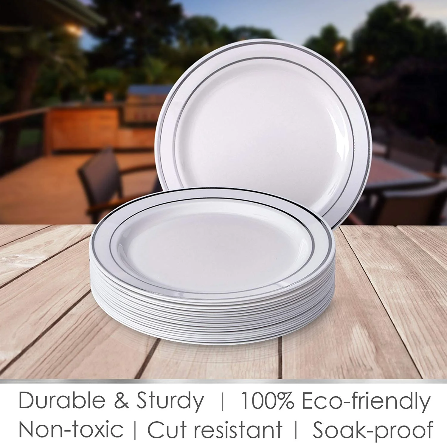 DISPOSABLE DINNERWARE SET, 20 Side Plates | Silver Glare (7.5